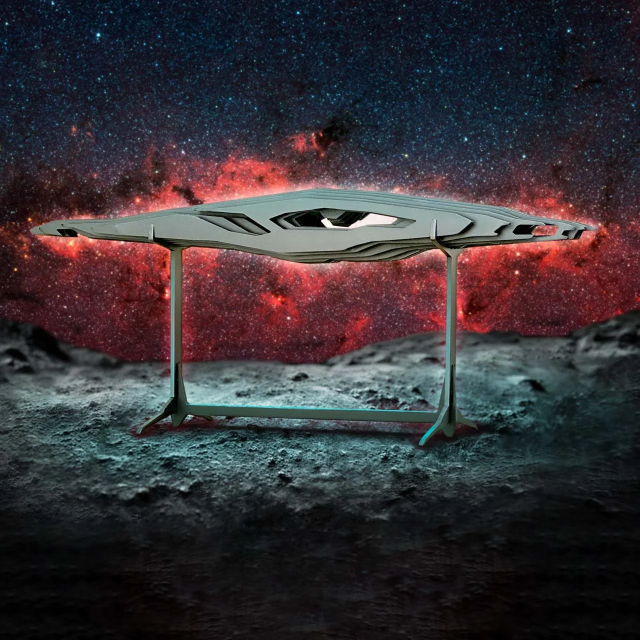 Space-Art Table Sculpture Inspired by Paleontology and Science Fiction