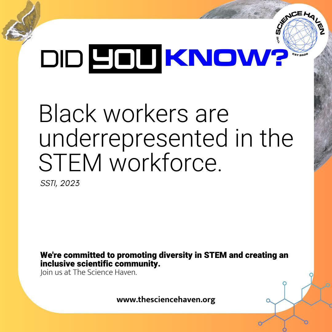 There are staggering gaps in representation in STEM. Visit www.thesciencehaven.org to learn how we are working toward an equitable STEM future for all.

#TheScienceHaven #STEMEquity #STEMforALL #ScienceHaven #STEM #Science