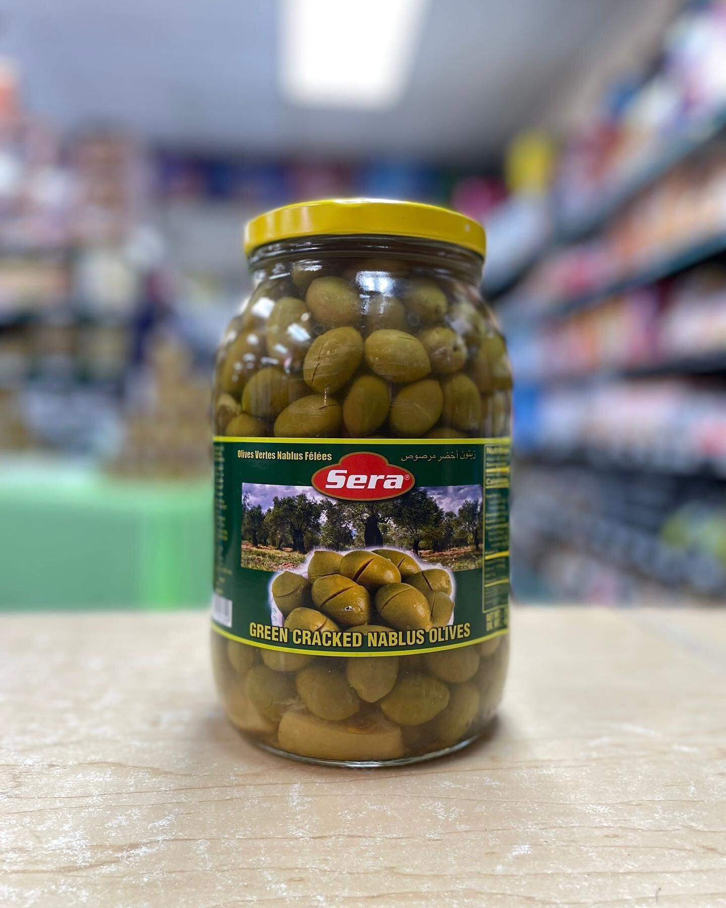 Currently running a SPECIAL on these Sera - Green Cracked Nablus Olives. 

$8.99/jar (regular price $10.99). 

Special price is good for 1 week!