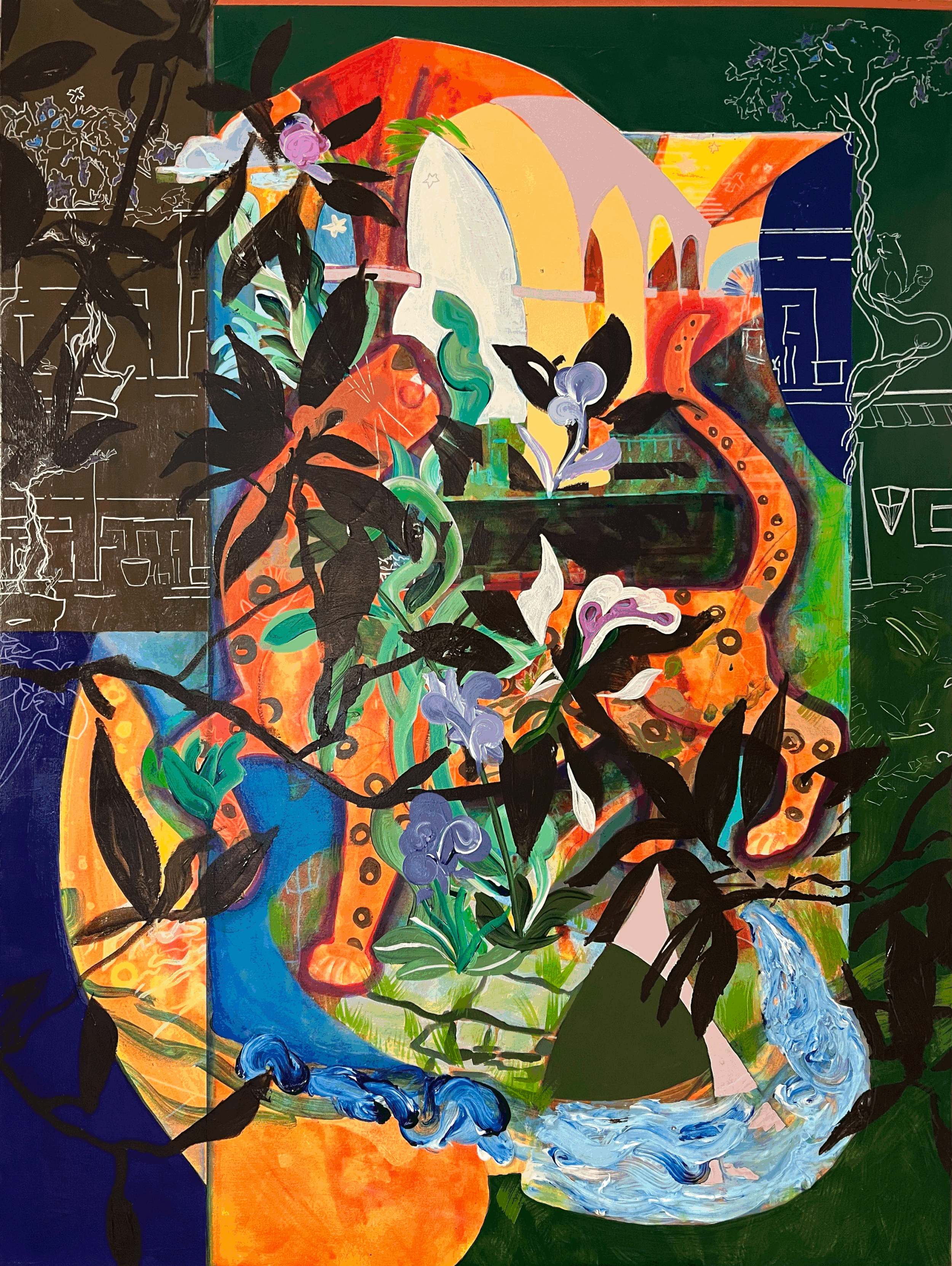 Homage to Roberto Glez. Goyri: Goyri's Jaguar In the Courtyard at Panza Verde hotel, Antigua Guatemala        