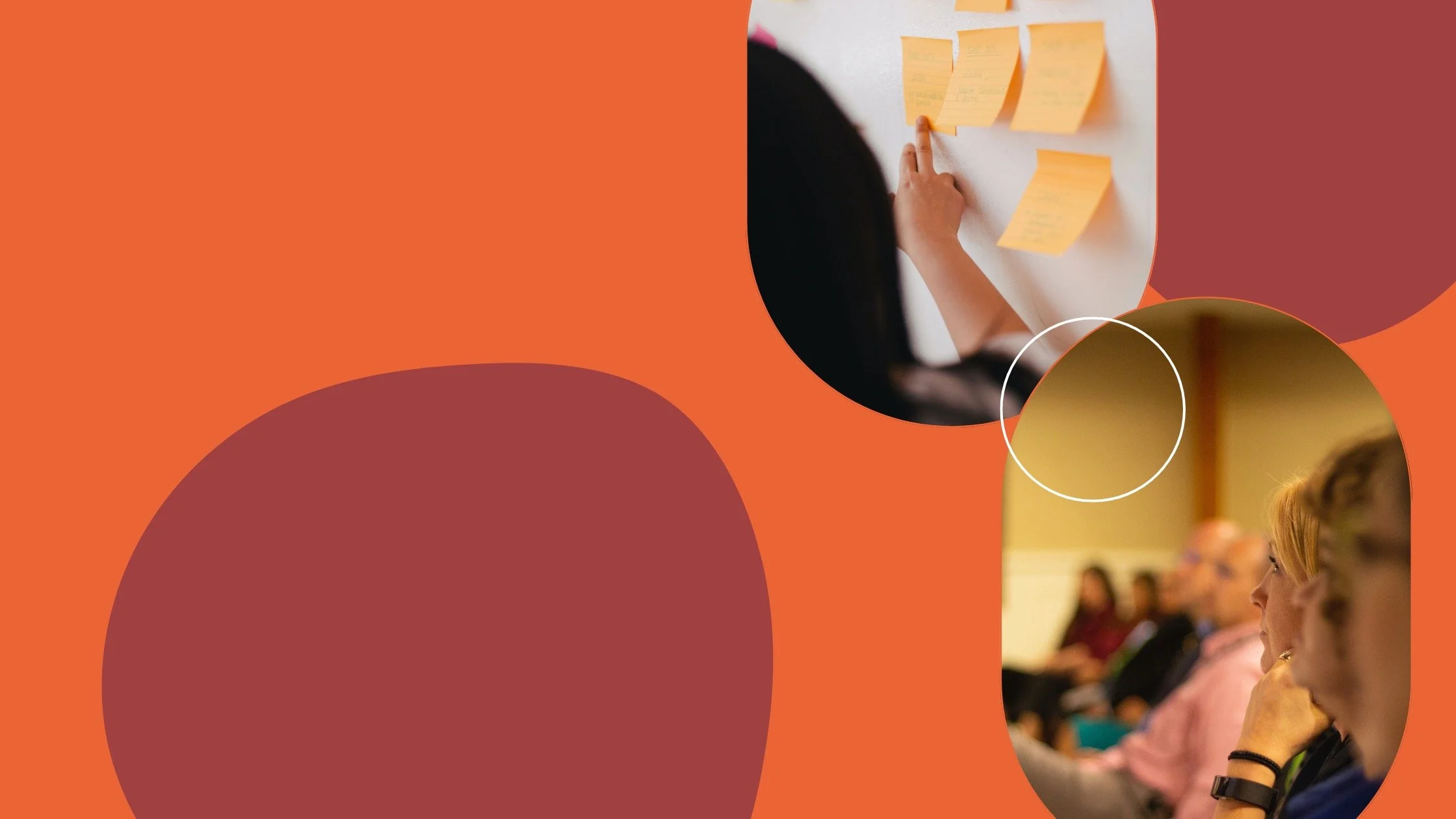 Orange background with professional images