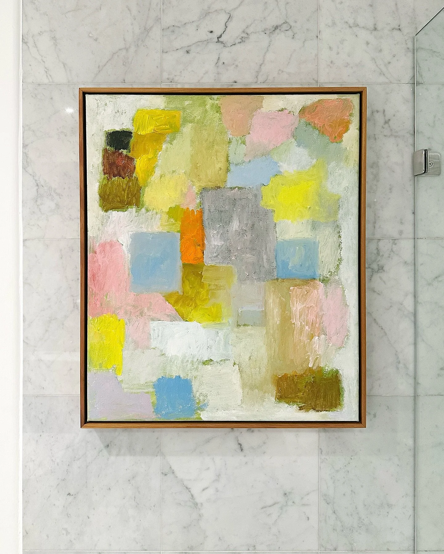 And another framed by us a while back that resurfaced within @longallery&rsquo;s suite during @spring1883 

@stephenbenwell8518&rsquo;s &lsquo;Babylon&rsquo; (2016), strip-lined, re-stretched and set within a waxed blackwood float frame