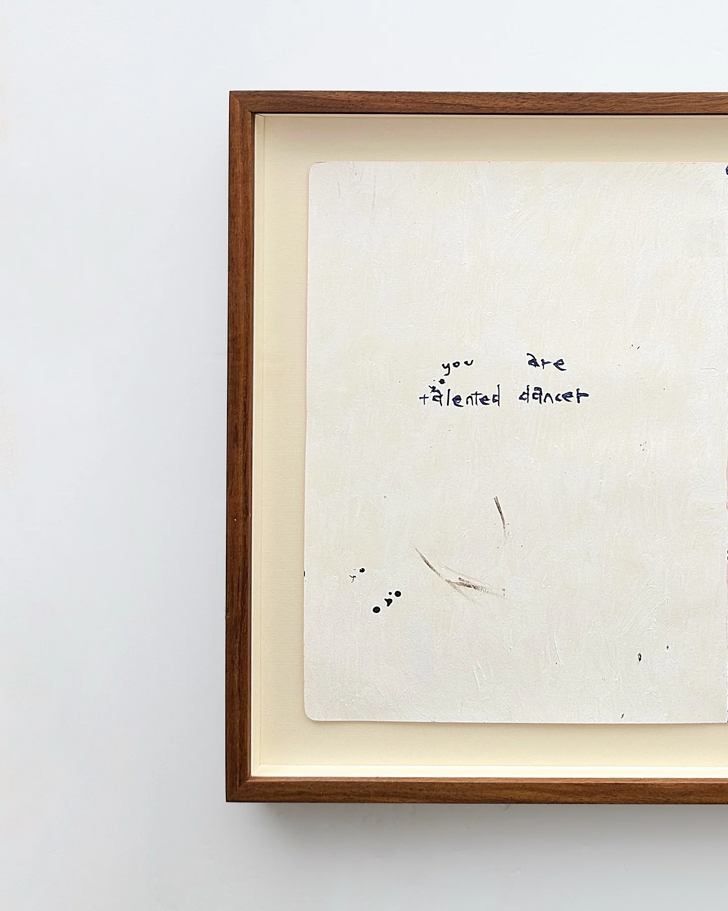 @jemi.gale&rsquo;s &lsquo;you are talented dancer&rsquo; (from @busprojects&rsquo; 2024 fundraiser) 🧑&zwj;🎨 

Acrylic paint, solid paint marker, oil paint, pen, felt-tip marker, collage and stickers on a manila folder, floated within a blackwood fr