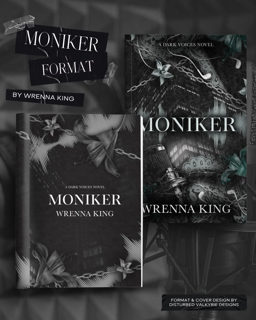 Custom Book Cover &amp; Interior Formatting for @authorwrennaking &mdash; Moniker 🎧

&bull;&bull;&bull;

I always get so happy when I get to match formats to their book covers, and this one is no exception 🥹 look how cutesy! And like... if you like