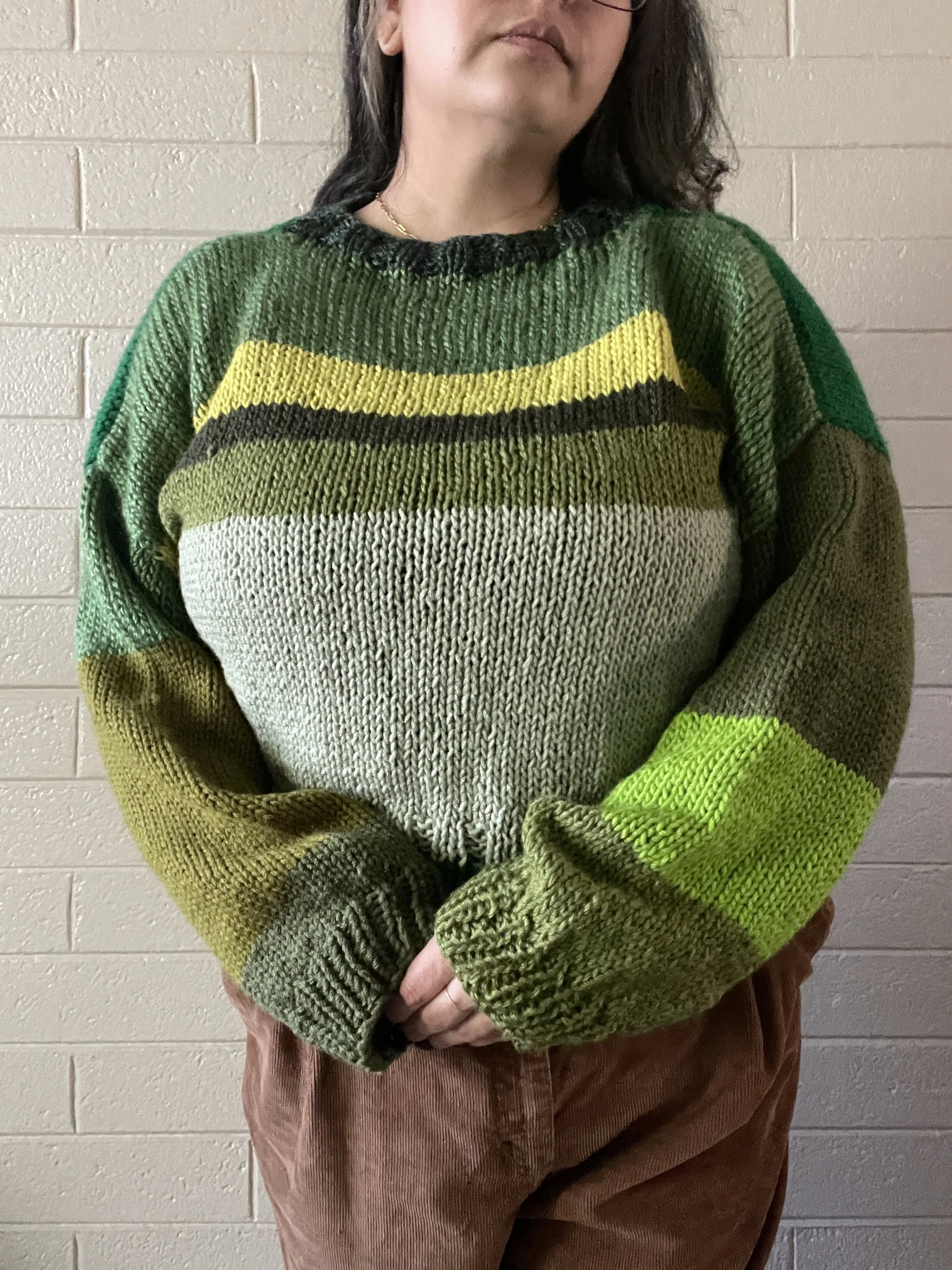 Green Blocky Knit Sweater