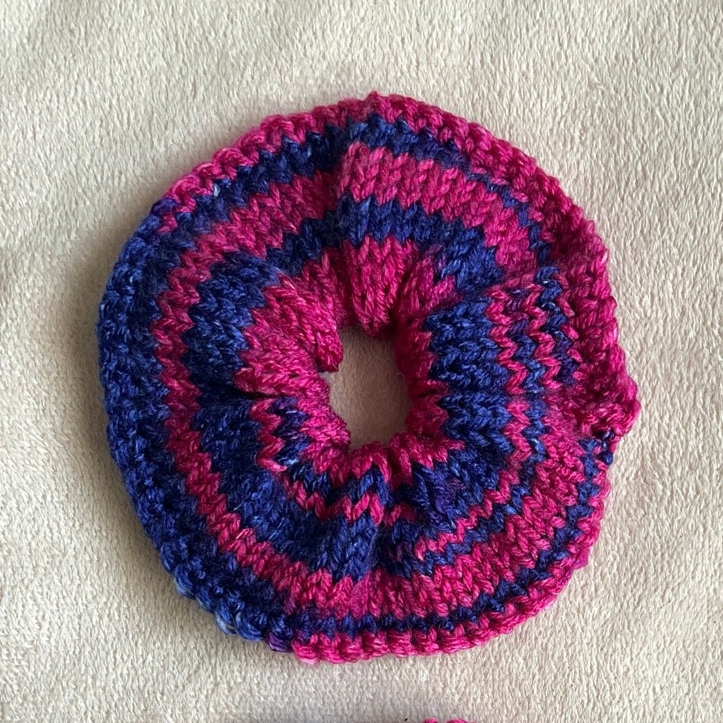 Bi Pride Knitted Scrunchie