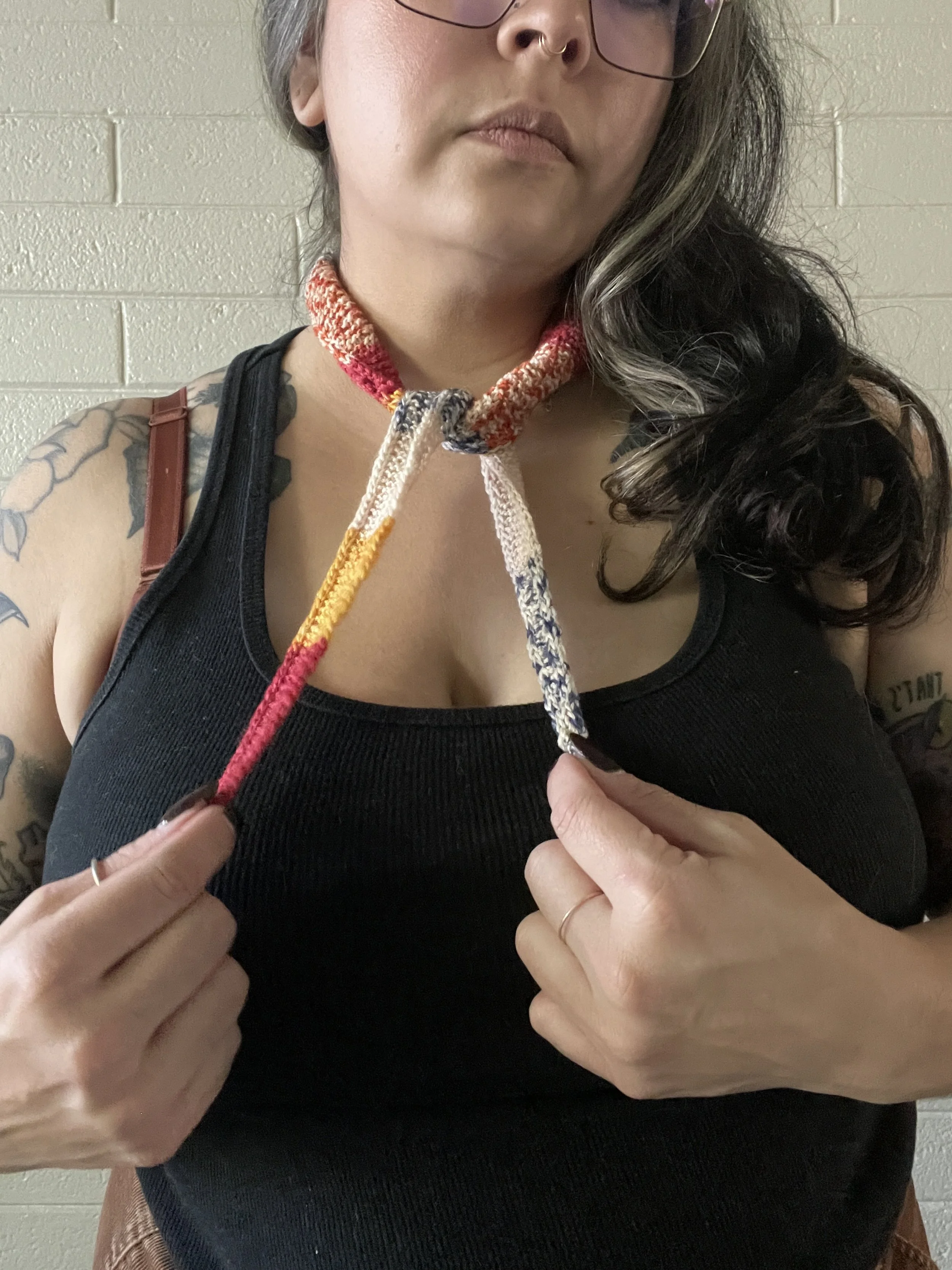 Trendy small handknit scarf