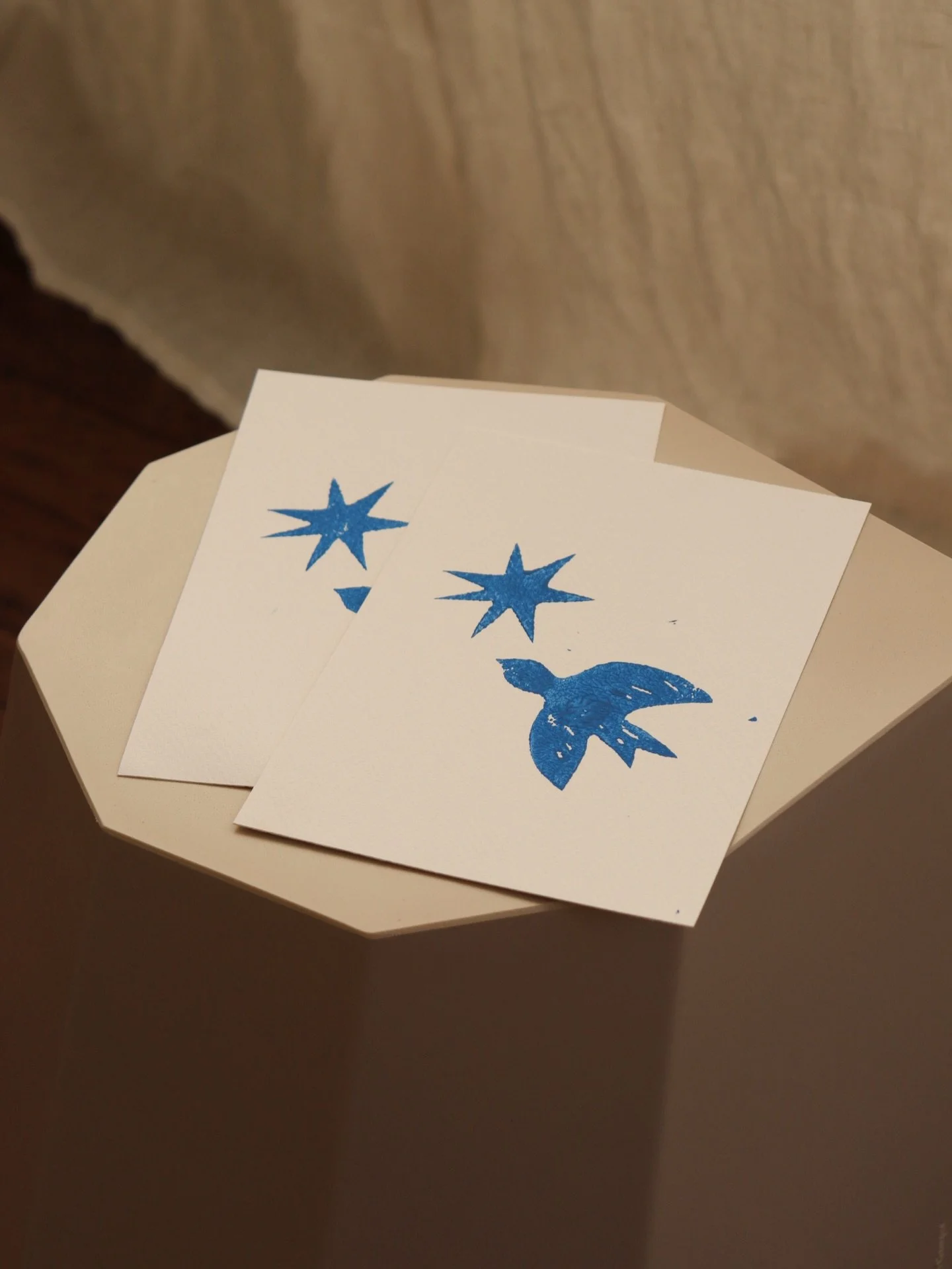 star + dove 🕊️ lino prints