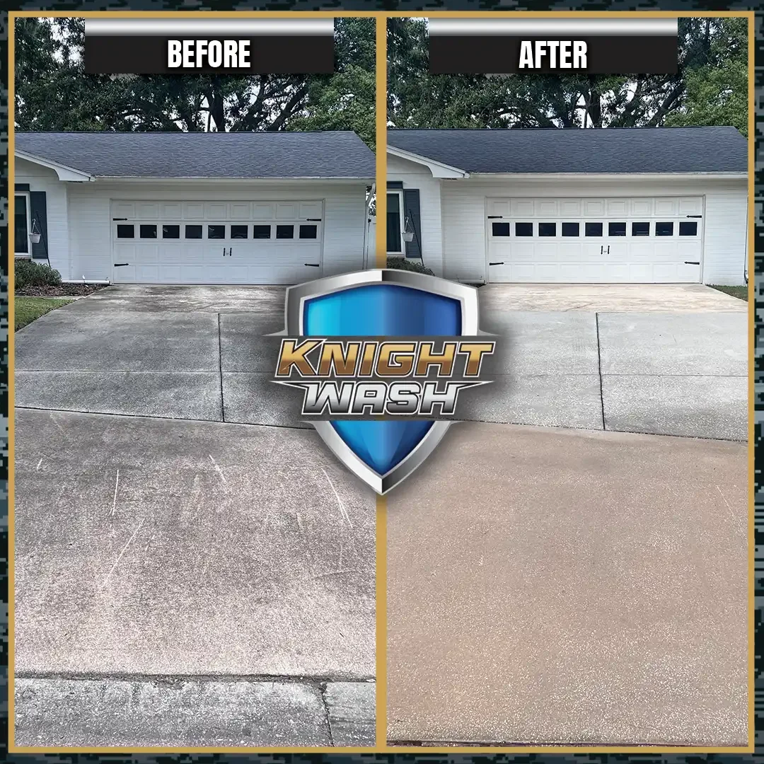 dirty orlando driveway & sidewalk cleaning before and after
