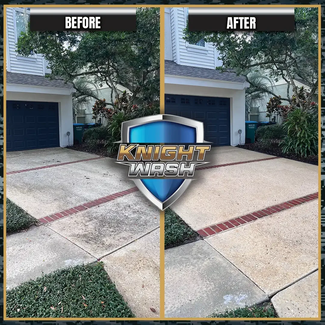 orlando driveway pressure wash before and after