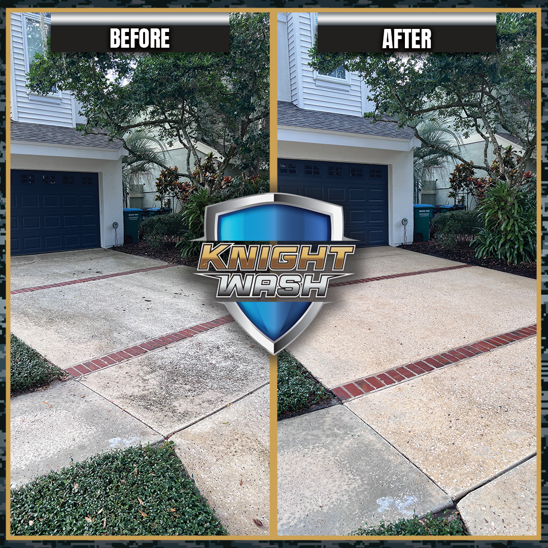 orlando driveway pressure wash before and after