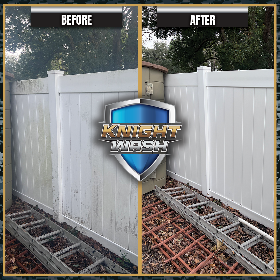 fence pressure wash in orlando before and after