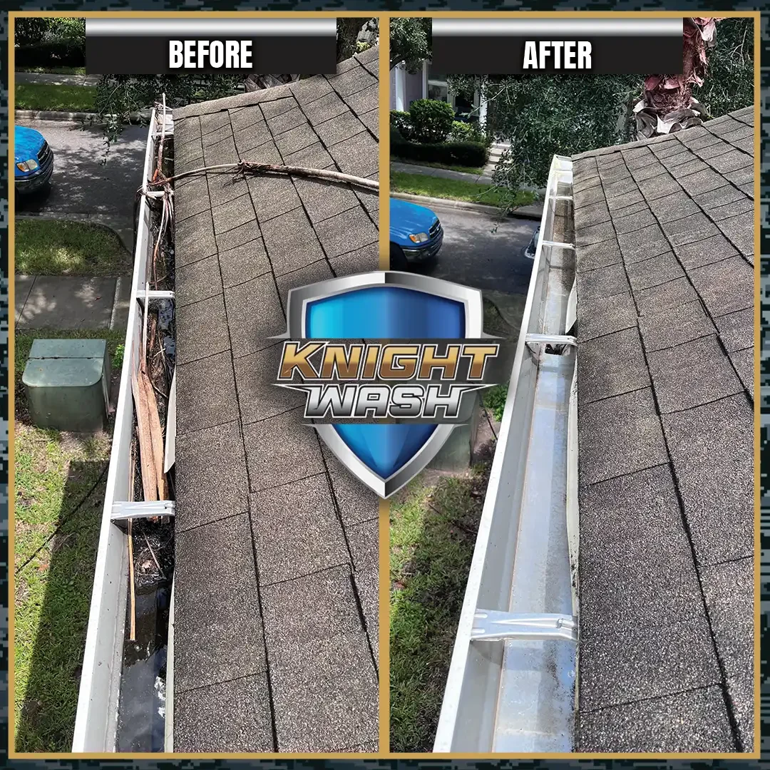 Dirty orlando gutter cleaning before and after