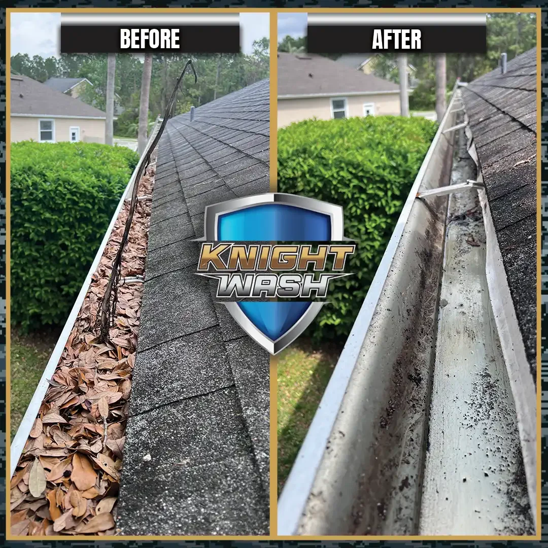 Overflowing orlando gutter cleaning before and after