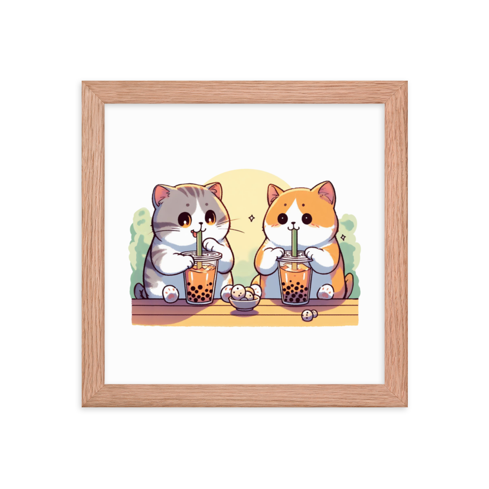 Boba Cats - Framed Matte Print — Global Cat As Trophy