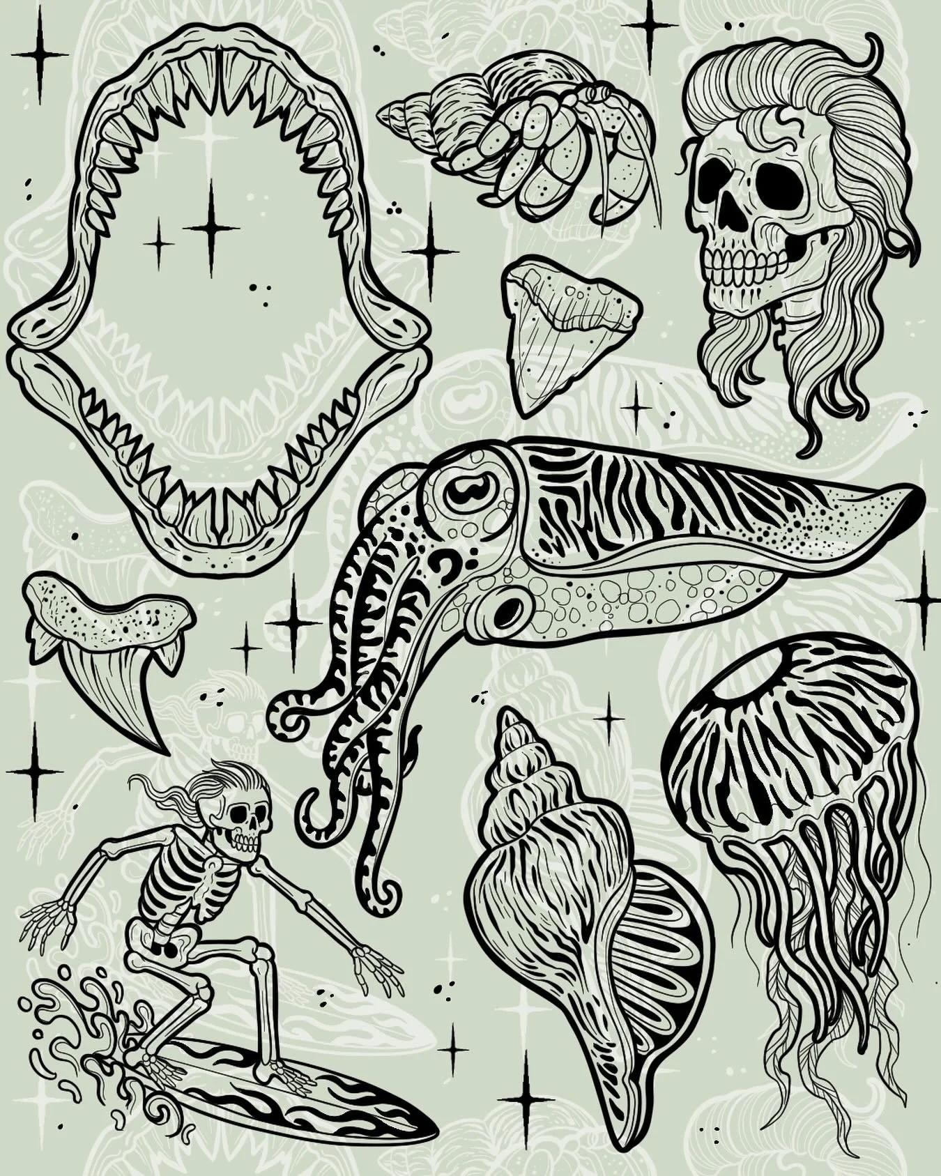 ✨NEW FLASH✨ Here you go Aussies - Mullets ✅ Ocean stuff ✅ The Wiggles ✅ 
Drop me a DM to get booked in. Space available next week if you&rsquo;re super keen 🖤 
Located 📍 @wa.ink.tattoo