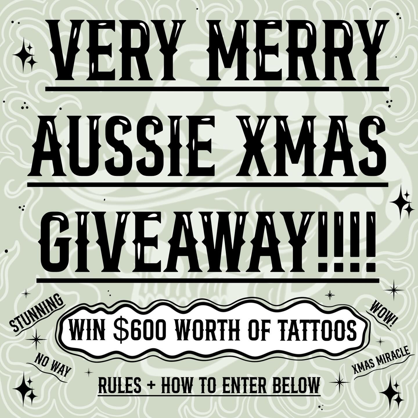 🎄✨IT&rsquo;S TIIIIIME✨🎄 
As is tradition I will be doing a Christmas giveaway. The Prize this year is $600 worth of tattoo time 🎁 

HOW TO ENTER - 
1. Tag a friend in the comments - each tag is one entry do as many as you want!
2. You must be foll