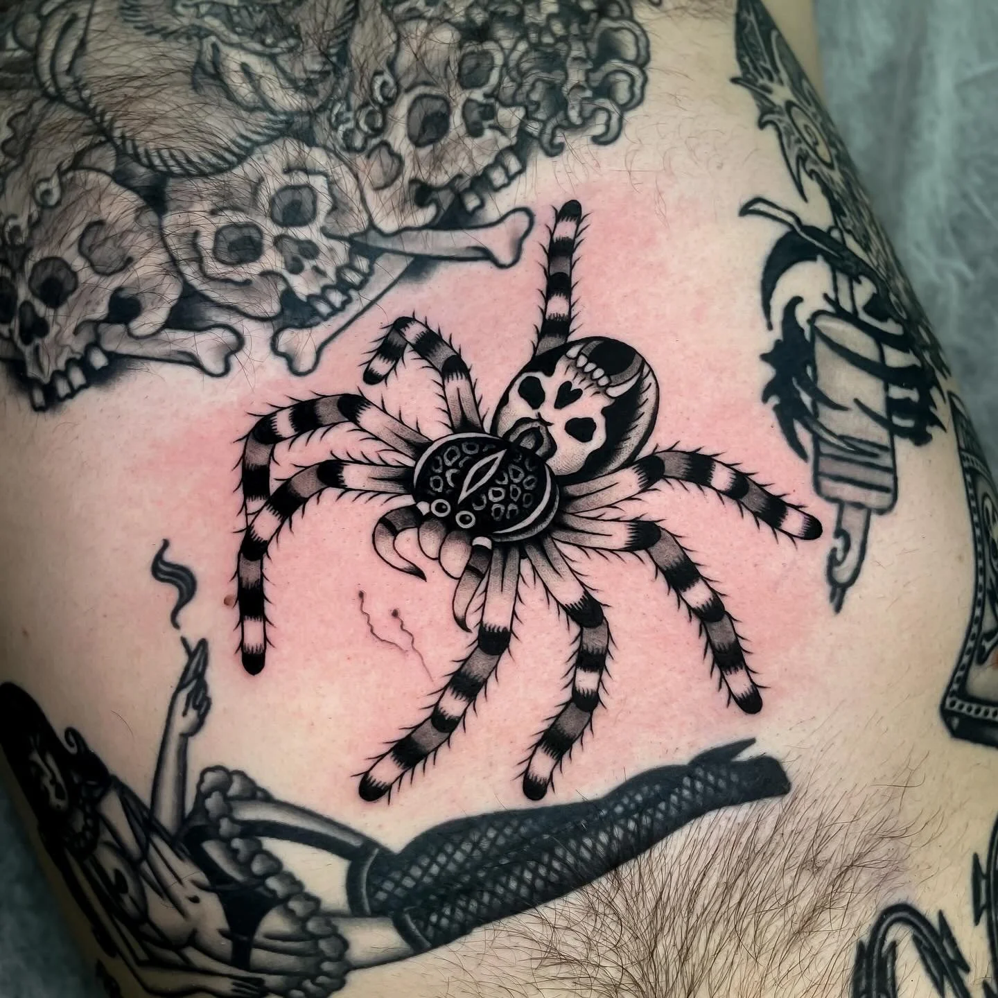 Tattoo for my friend and colleague the one and only spider king @dillonkendricktattoo, thanks again! ★ ☆ ★ Made at @wa.ink.tattoo