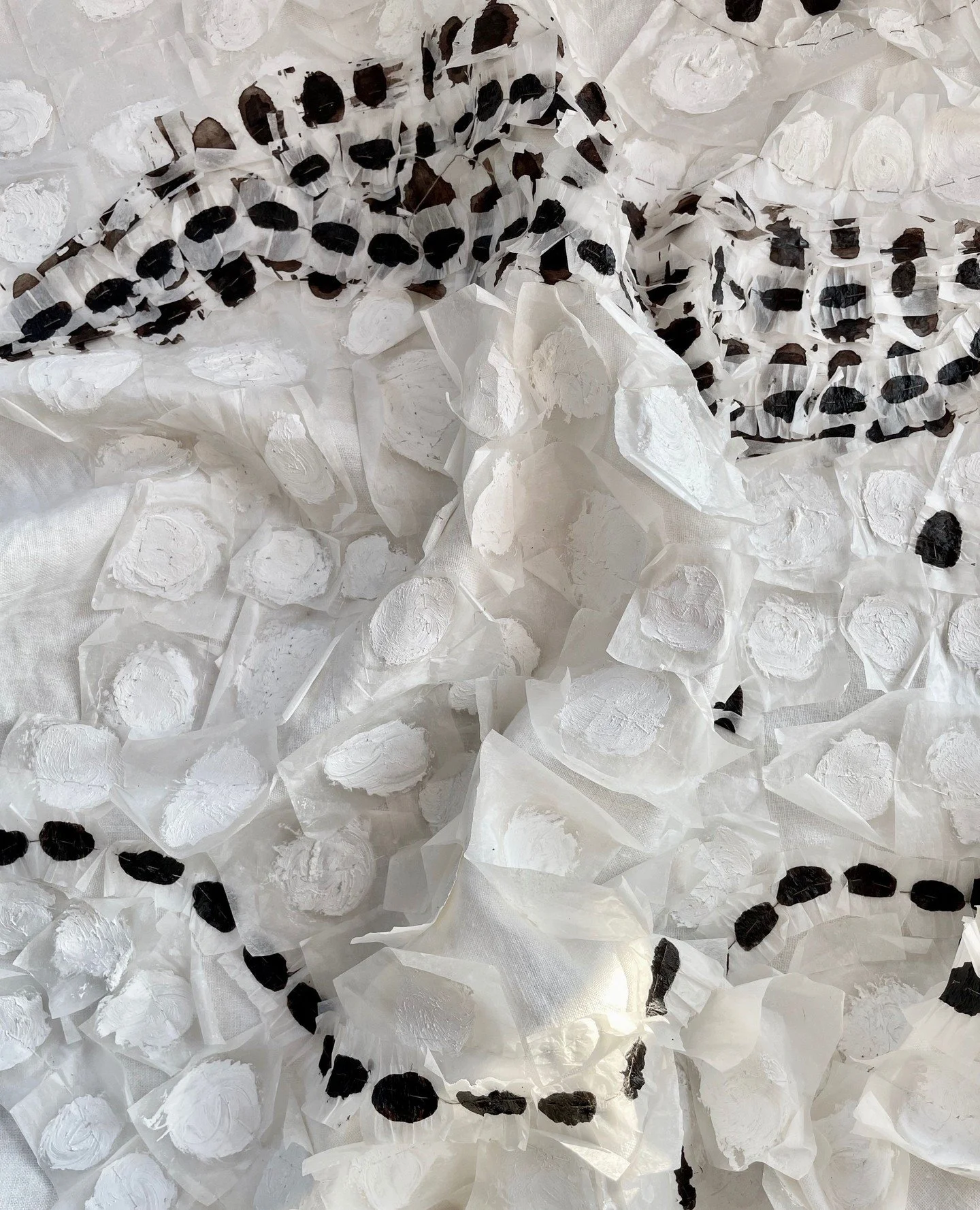 A walk remembered, stitched onto cloth.⁠
⁠
My ongoing Walking Drawings project often takes many forms. Sometimes a walk becomes a stitched piece &ndash; walnut ink&ndash;marked Gampi paper sewn onto Japanese linen.⁠
This ongoing work was inspired by 