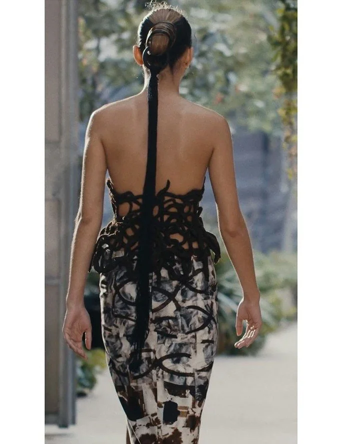 Beautiful Plough Lines skirt &ndash; born from my original walnut ink field markings and reimagined by Piero D&rsquo;Angelo for Black Walnut AS24+ &ndash; unveiled at London Fashion Week, September 2023.