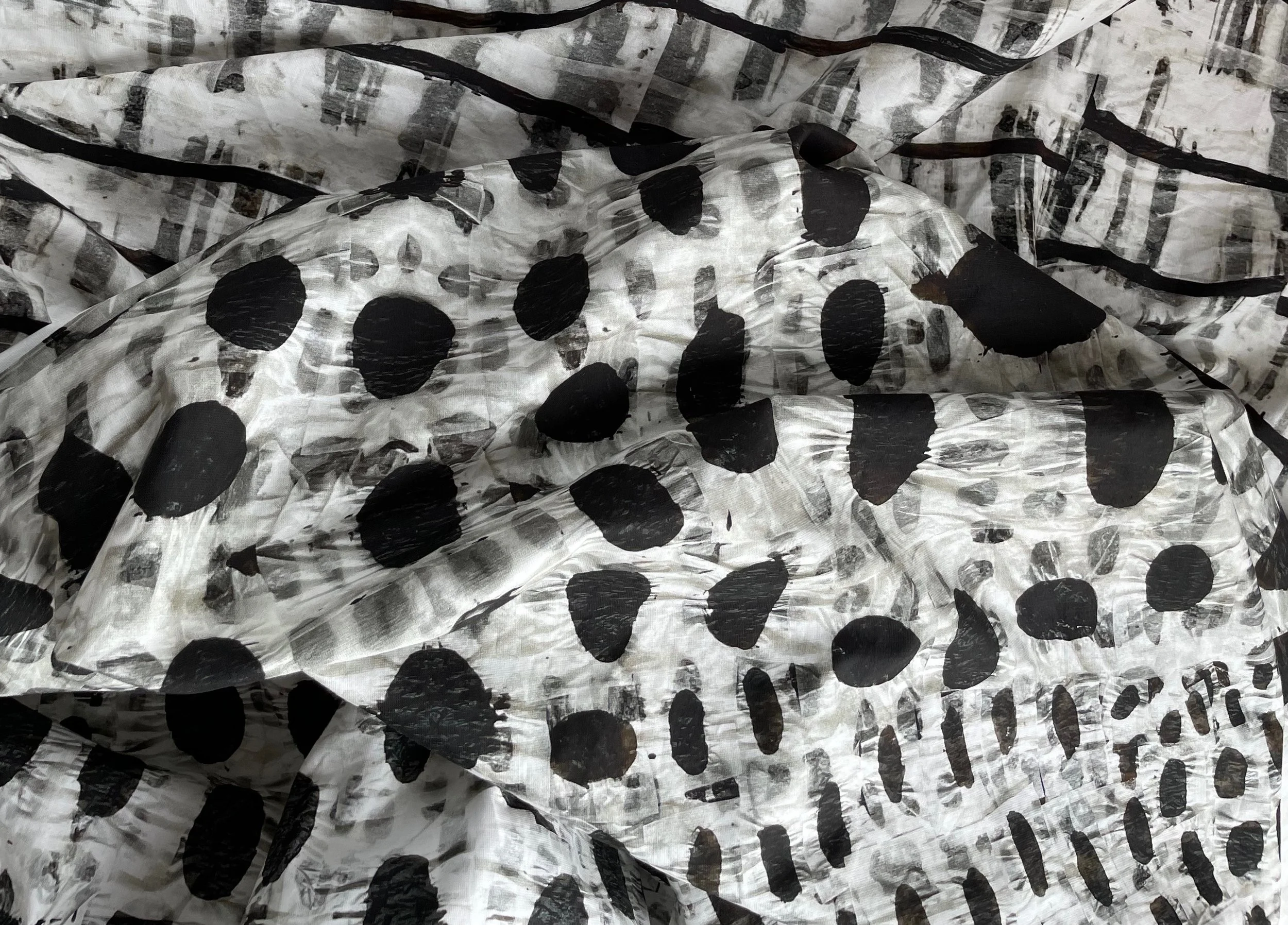 StudioBudgeBudge Walnut Crop Field Pattern Design printed on organic hemp, warm walnut colour..jpeg