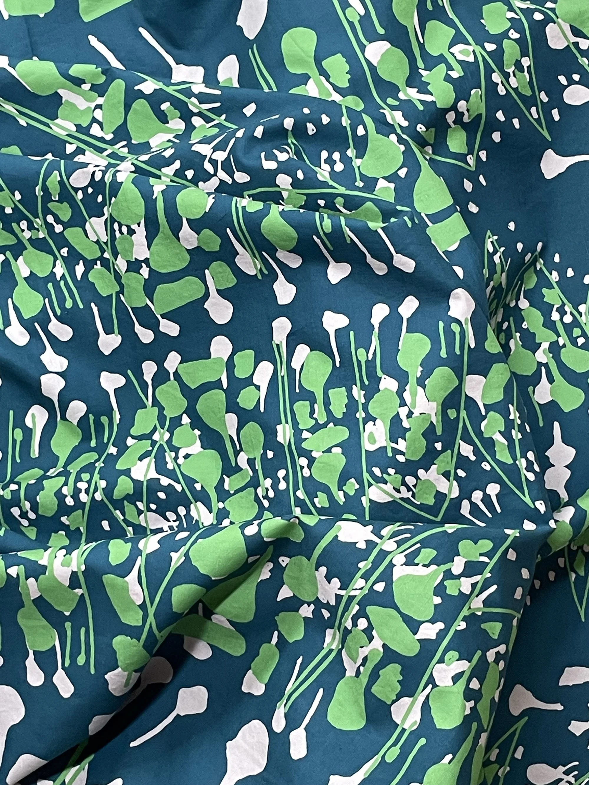 StudioBudgeBudge 'Green & Teal' Samarkand fabric design, printed on organic hemp.jpg