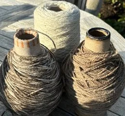 Organic Dorset Down Wool, walnut dyed Organic Dorset Down Wool ready for weaving.jpeg