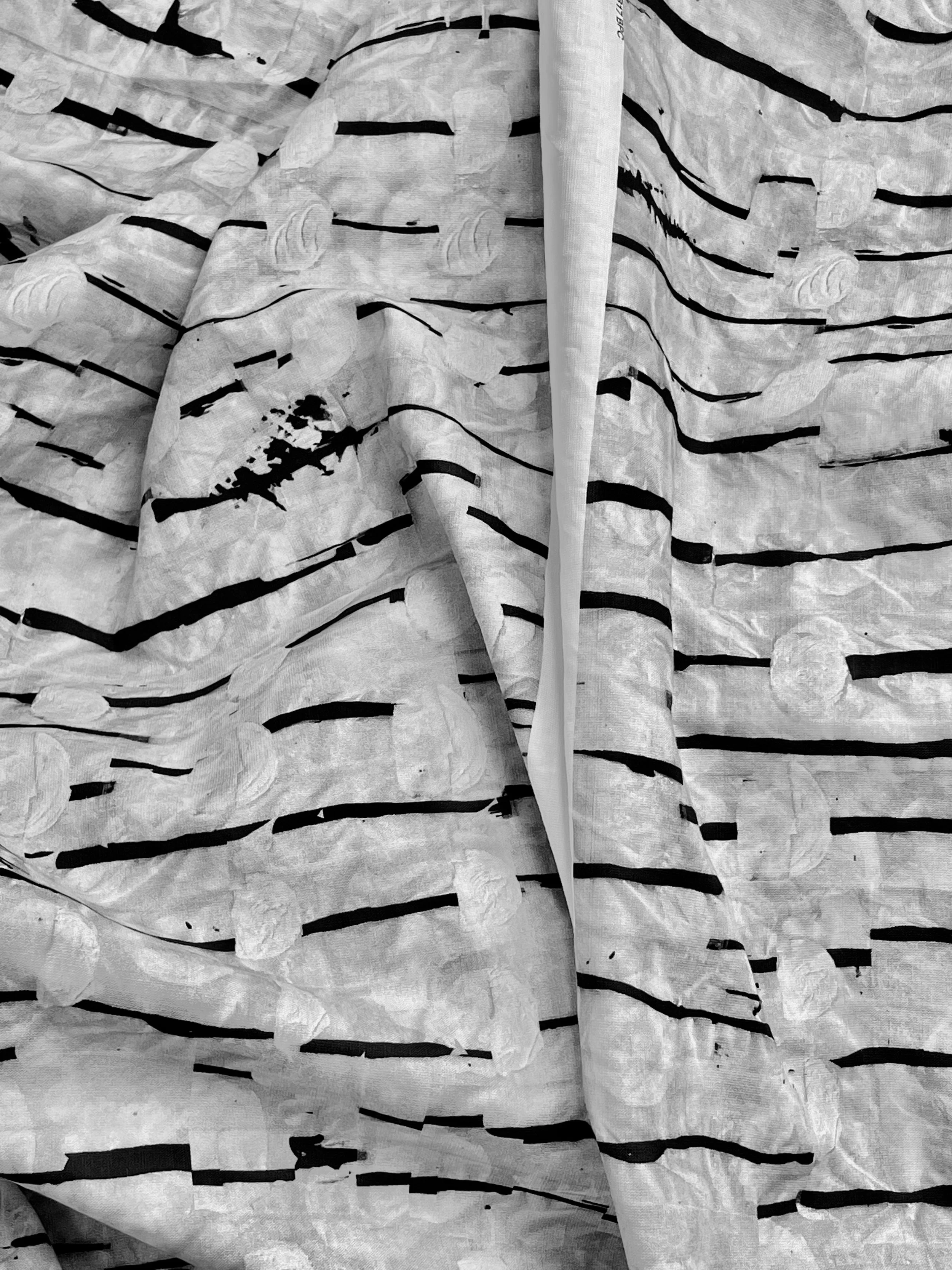 StudioBudgeBudge Chalk Line Field Pattern Designs printed on organic hemp, warm walnut colour..jpeg