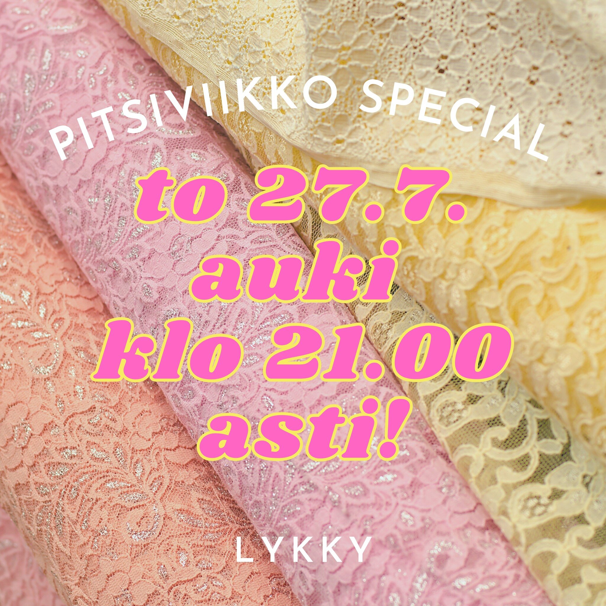 Pitsiviikon special! P&auml;&auml;tettiin ett&auml; ollaan torstaina 27.7. auki ysiin asti! 

Ehdit sopivasti Vanhan Rauman pihakirppiksilt&auml;, tai pitsimissin valinnan j&auml;lkeen viel&auml; kierr&auml;tysostoksille meille! Eiks ol kiva! 😍🫶

(