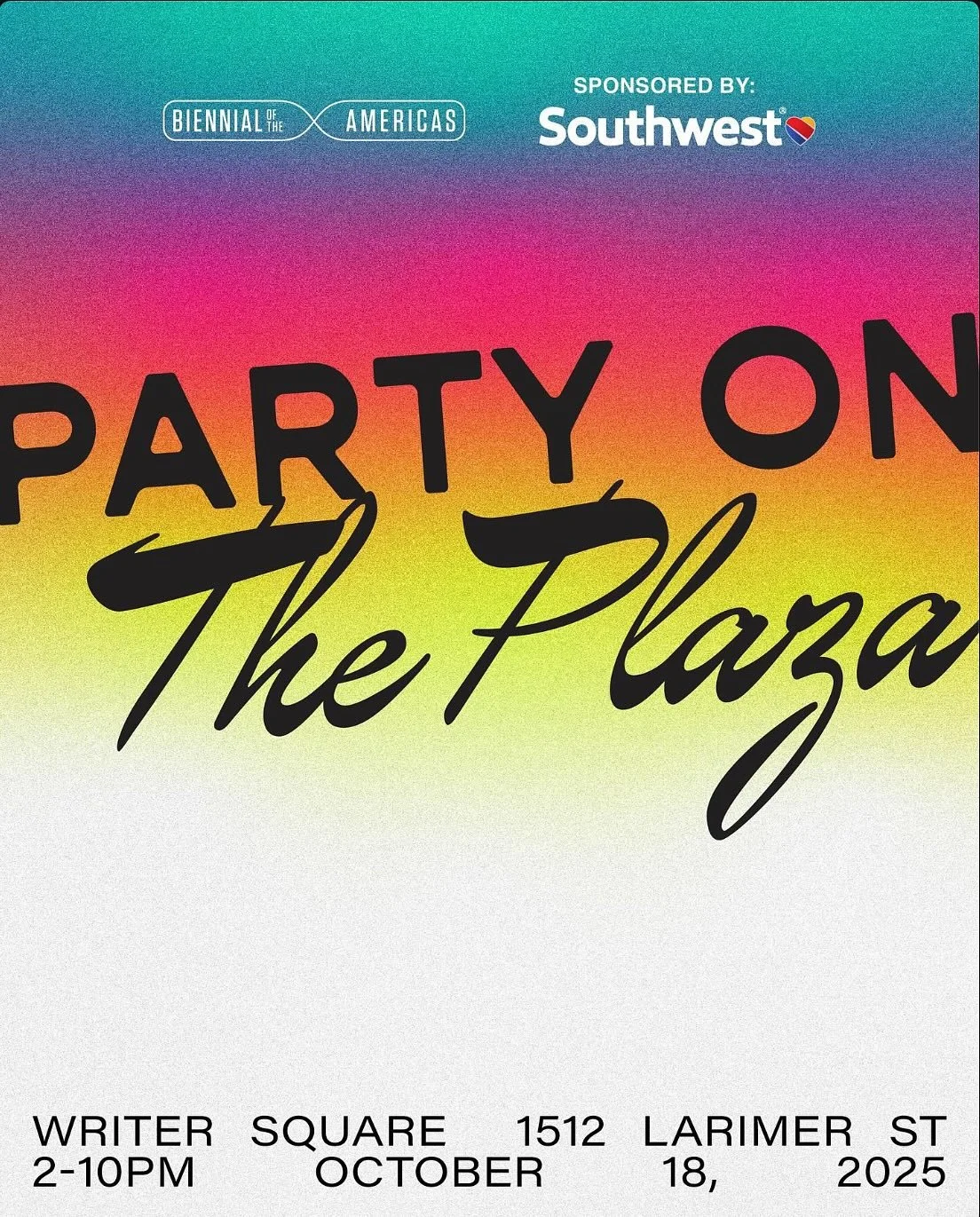 Saturday we’re headed to Writer’s Square for the Biennial of the Americas Party on the Plaza! We’re excited for this lineup, as well as the amazing local pop-ups throughout the Plaza:
Join us at Writer Square for Party on the Plaza