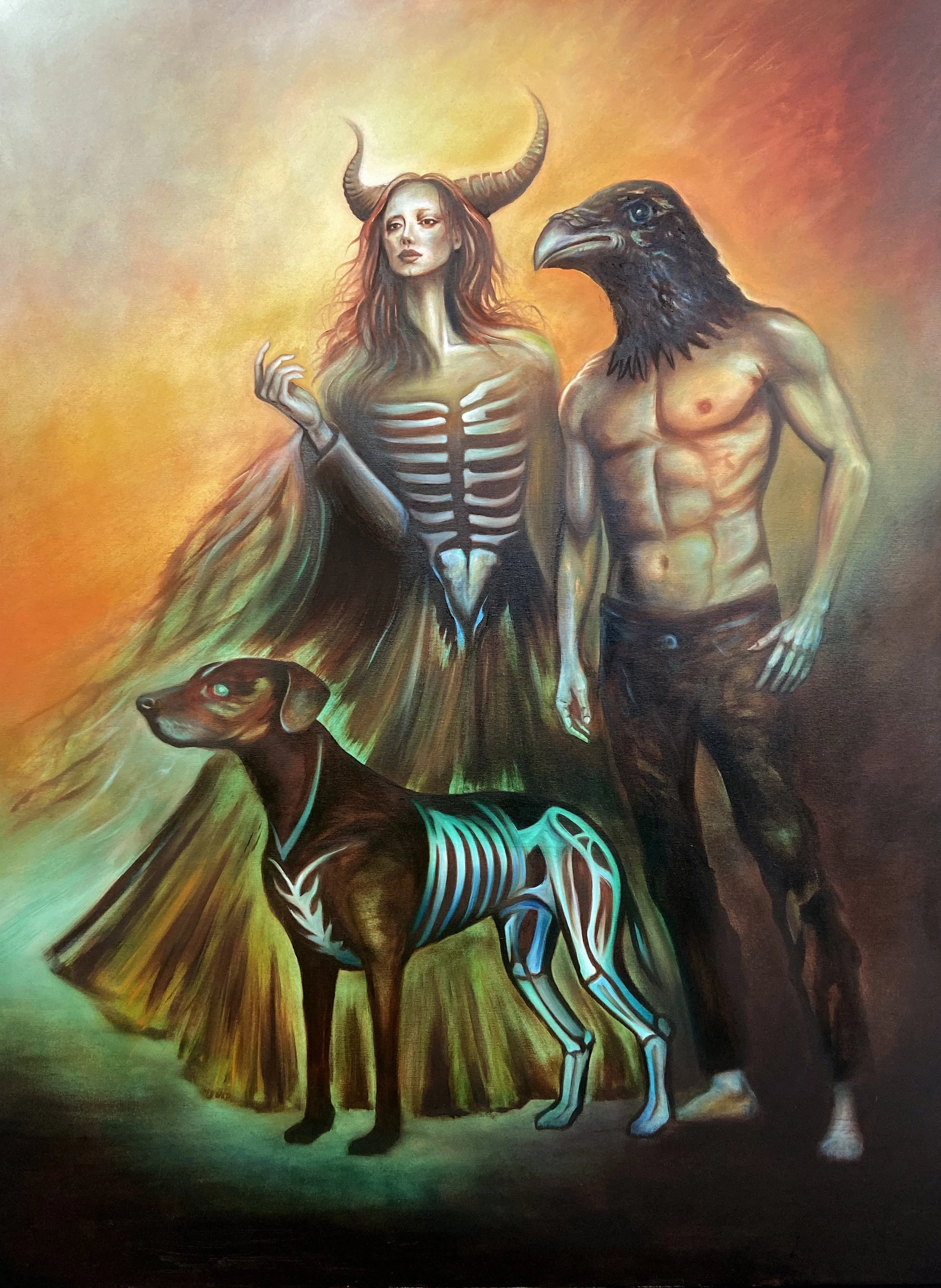 Detail from Persephone Rising - oil painting by Paul K Squire