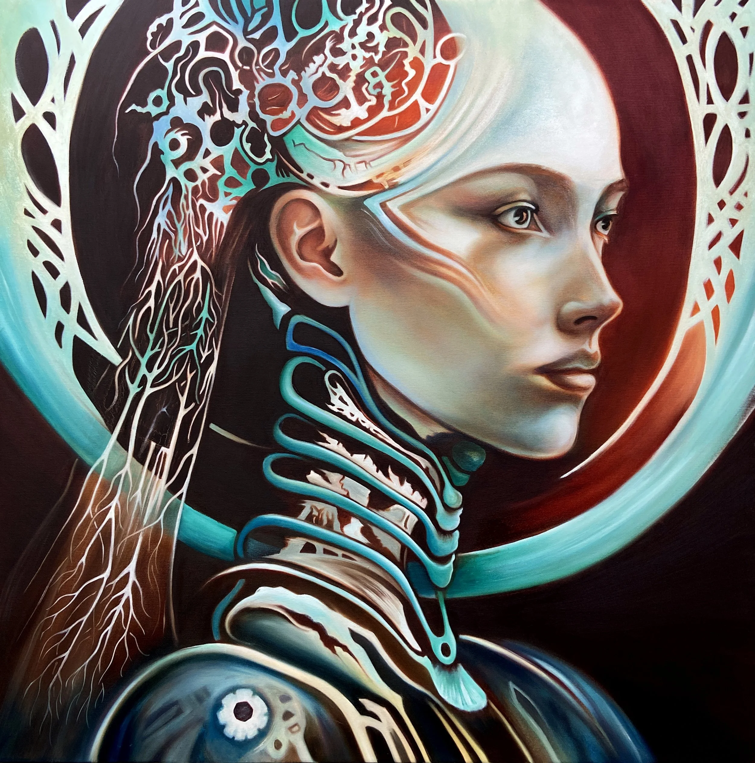 Teqnic Organica 002 | Oil on canvas | 90 x 90 x 4 cm | 2025