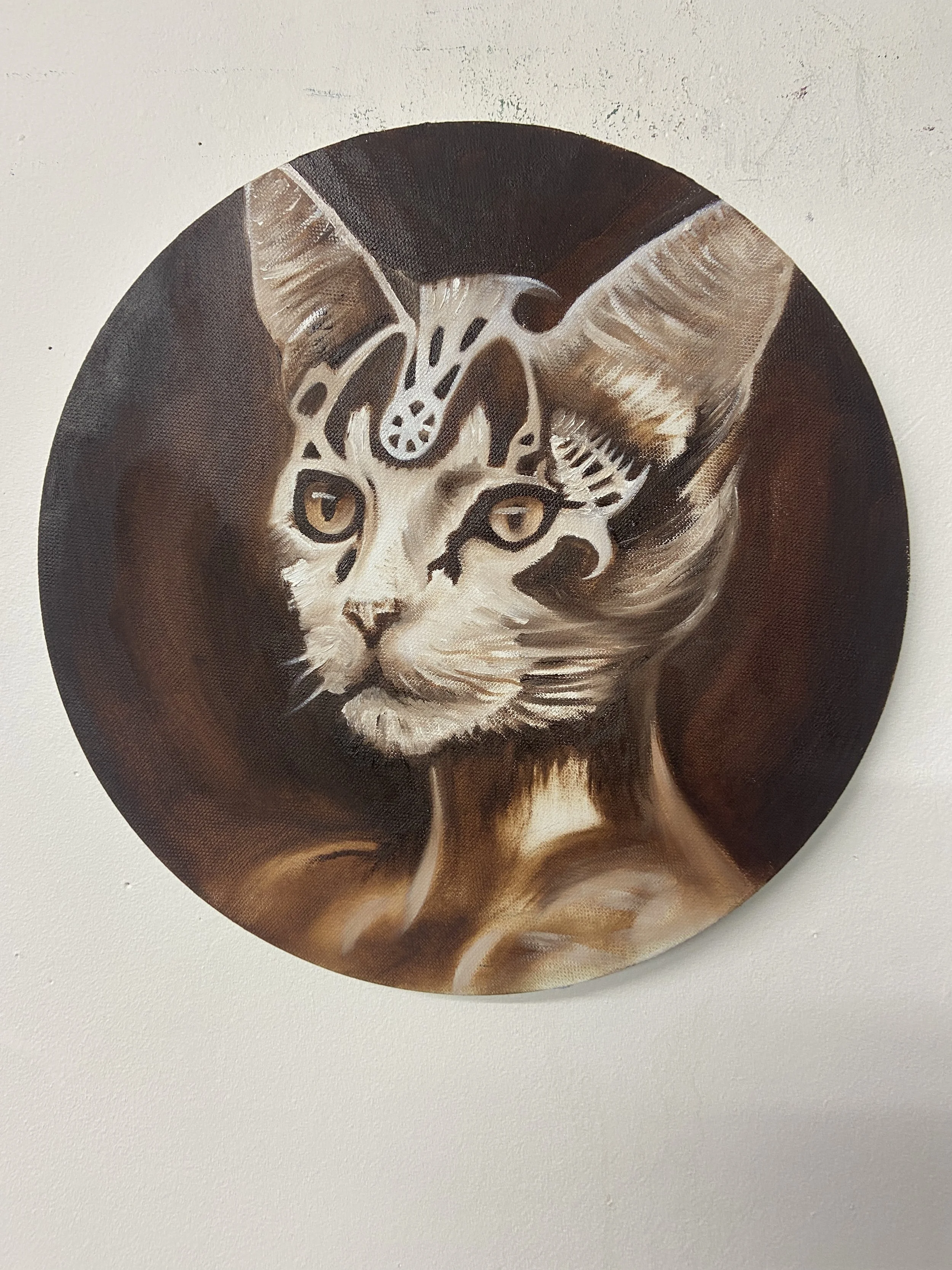 Lynxia - retro futuristic animal hybrid oil paintings