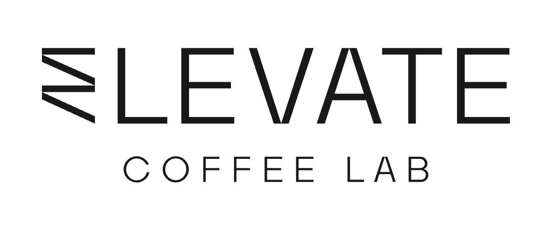 Logo for Elevate Coffee Lab with stylized text and a minimalistic design.