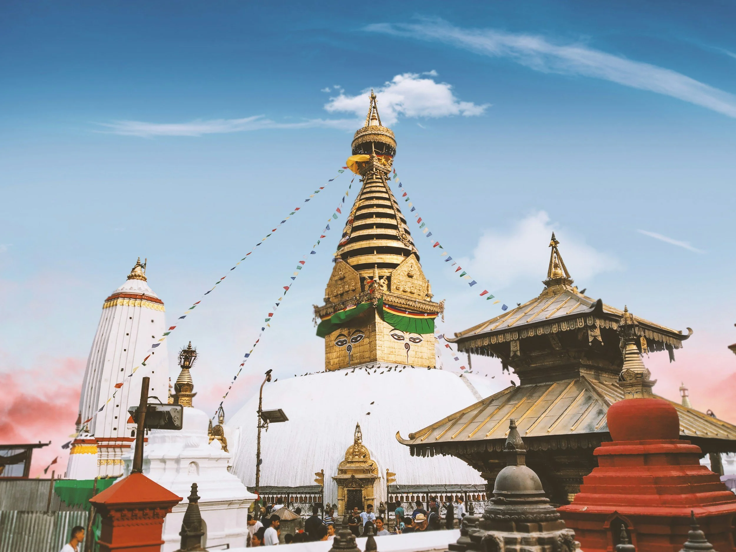 Swayambhunath Stupa, also known as the Monkey Temple, in Kathmandu.