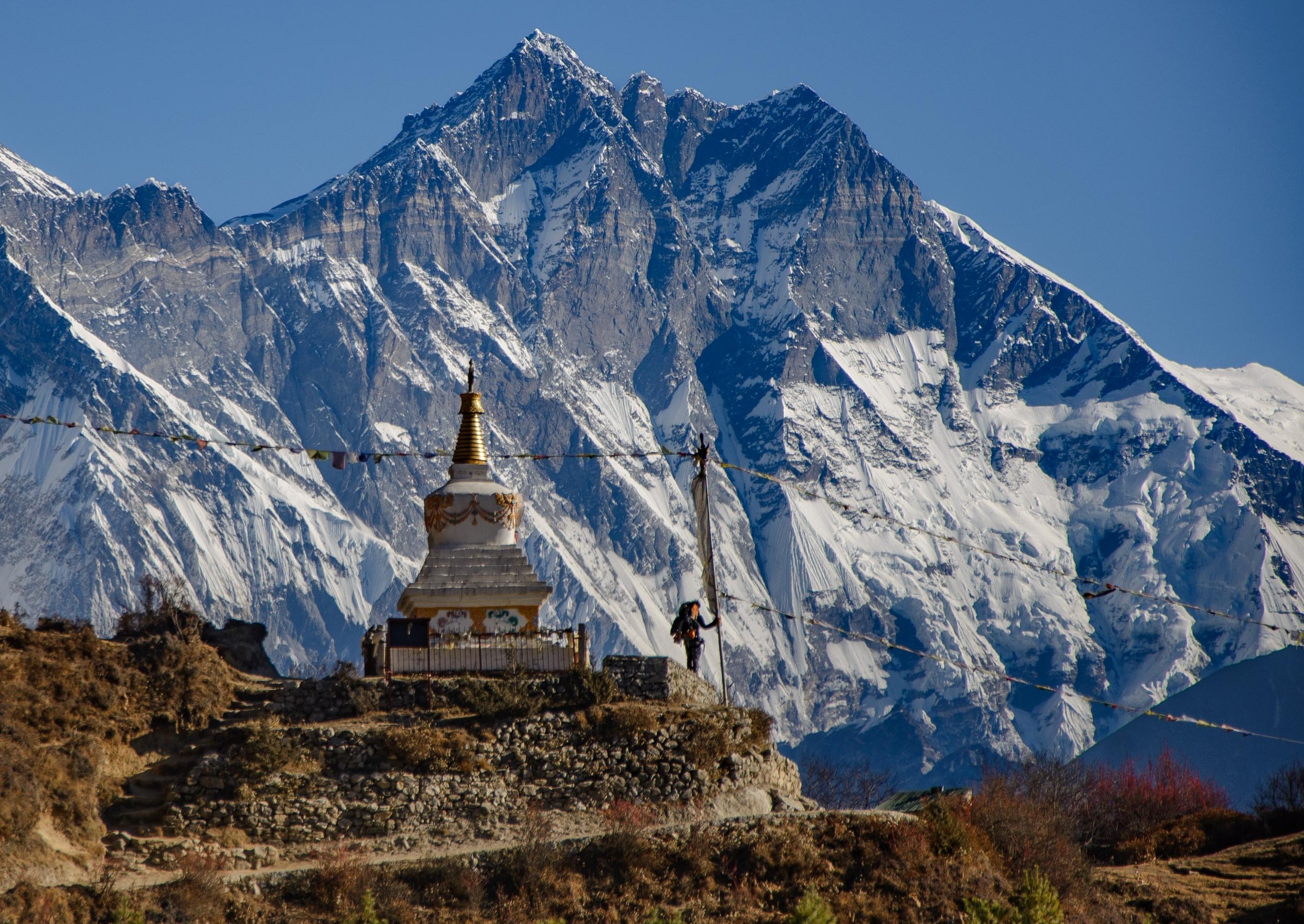 Lhotse, the world’s fourth-highest mountain, rising beside Mount Everest in the Nepal Himalayas.