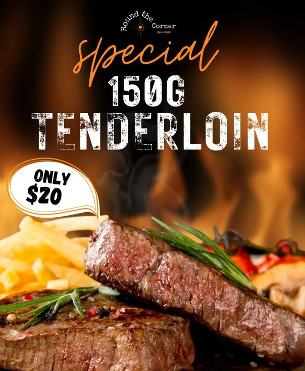 🥁 Thursday STEAK Specials 🥩

🌟Porterhouse 150g - 100 days grass fed $20 
✅Rump 300g - 100 days grass fed $25
🌟Porterhouse 300g - 100 days grass fed $28
✅Scotch Fillet 300g - ARLO MSA Grade $32

All served with Chips, Salad and add on Sauces and d