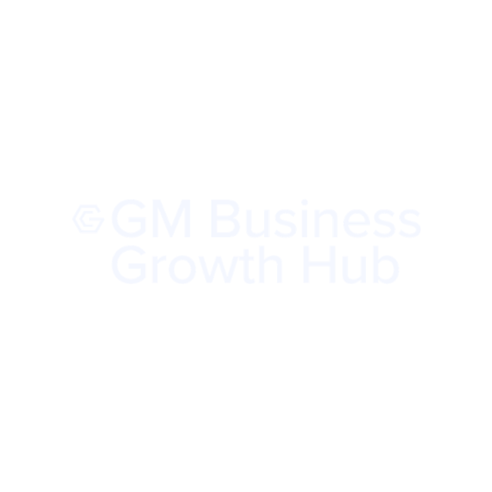 Logo for Business Growth Hub with a stylized 'G' and hexagonal design on black background.