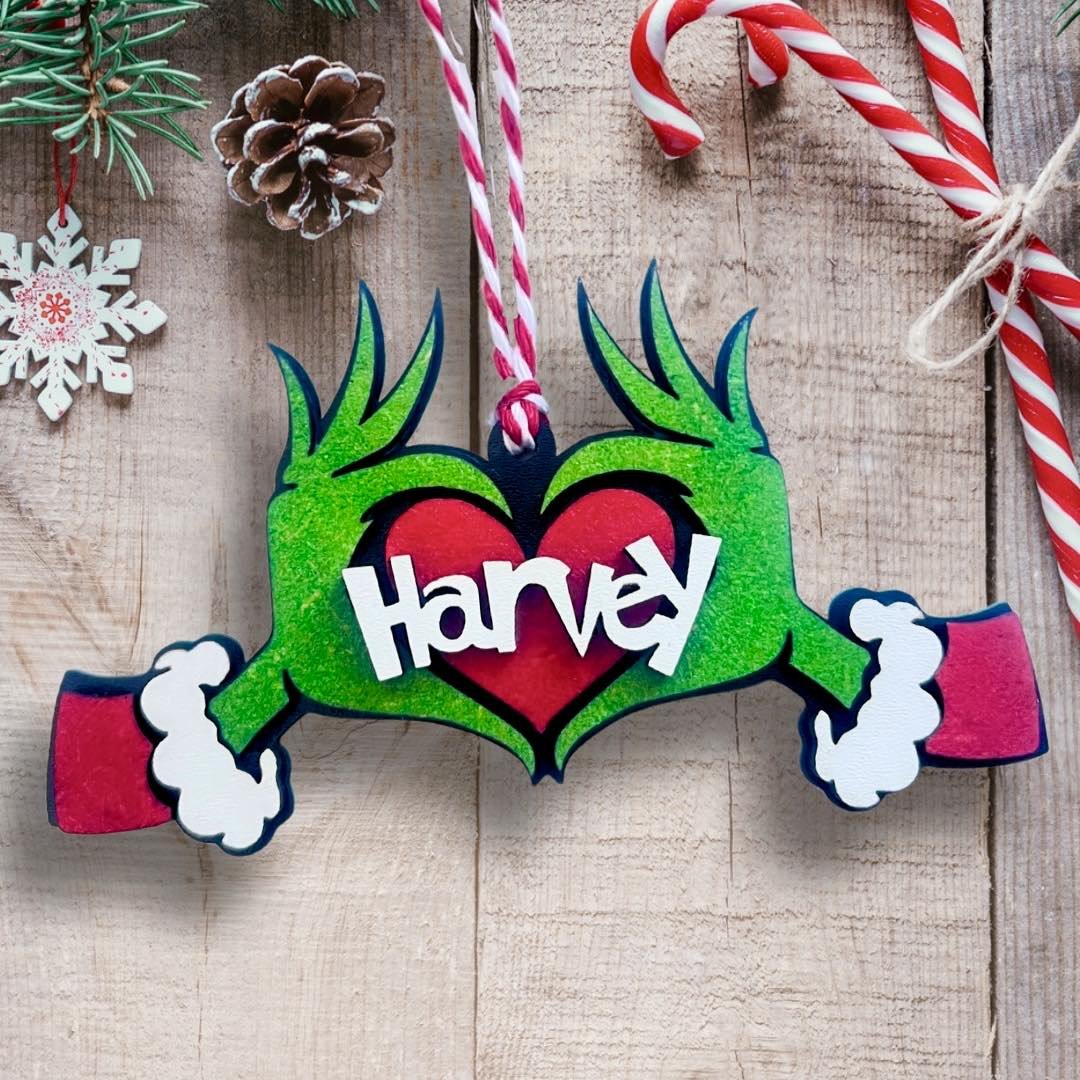 Personalised Grinchy Christmas Decoration