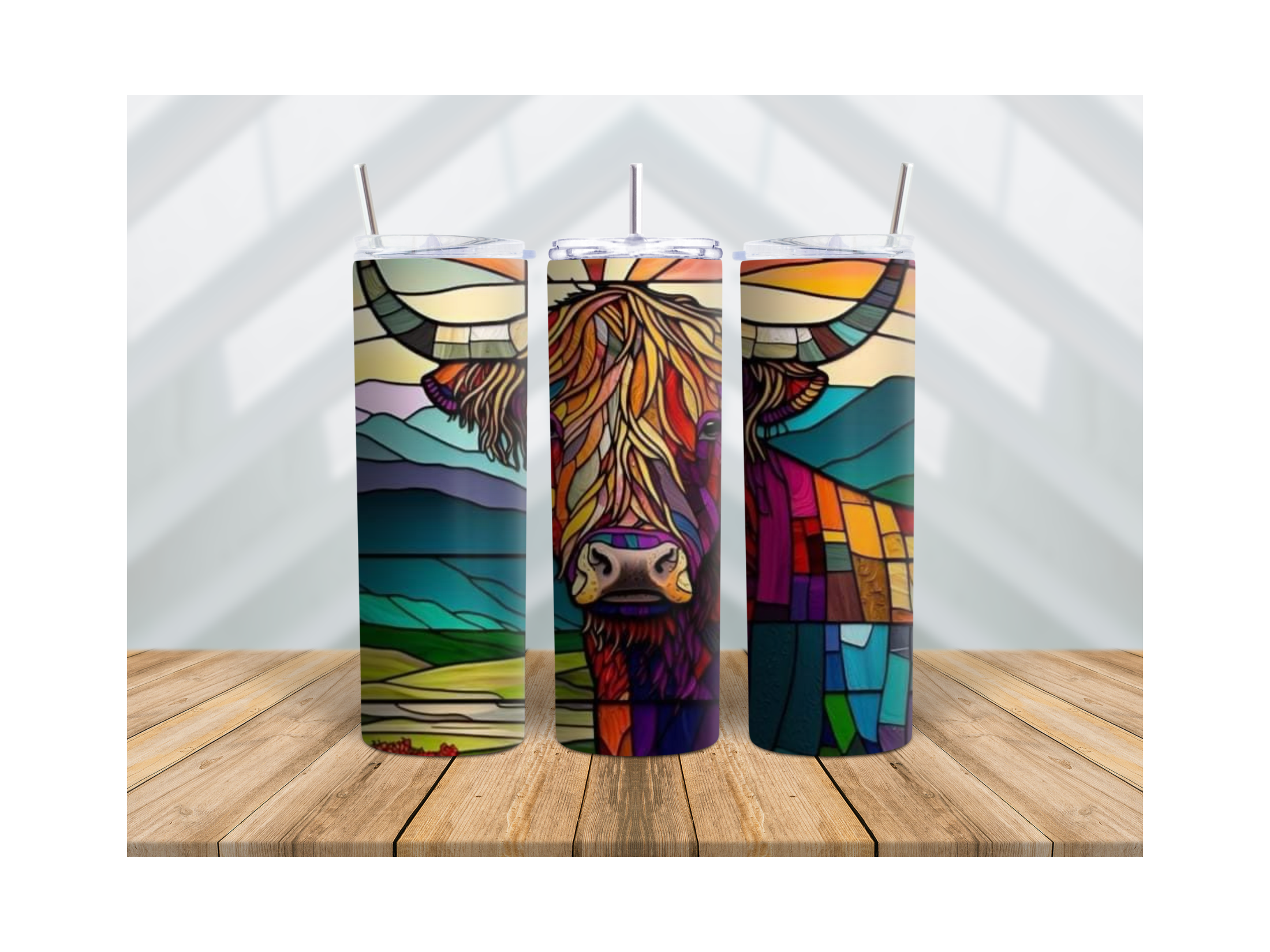 20 oz Tumbler Highland Cow Art Glass
