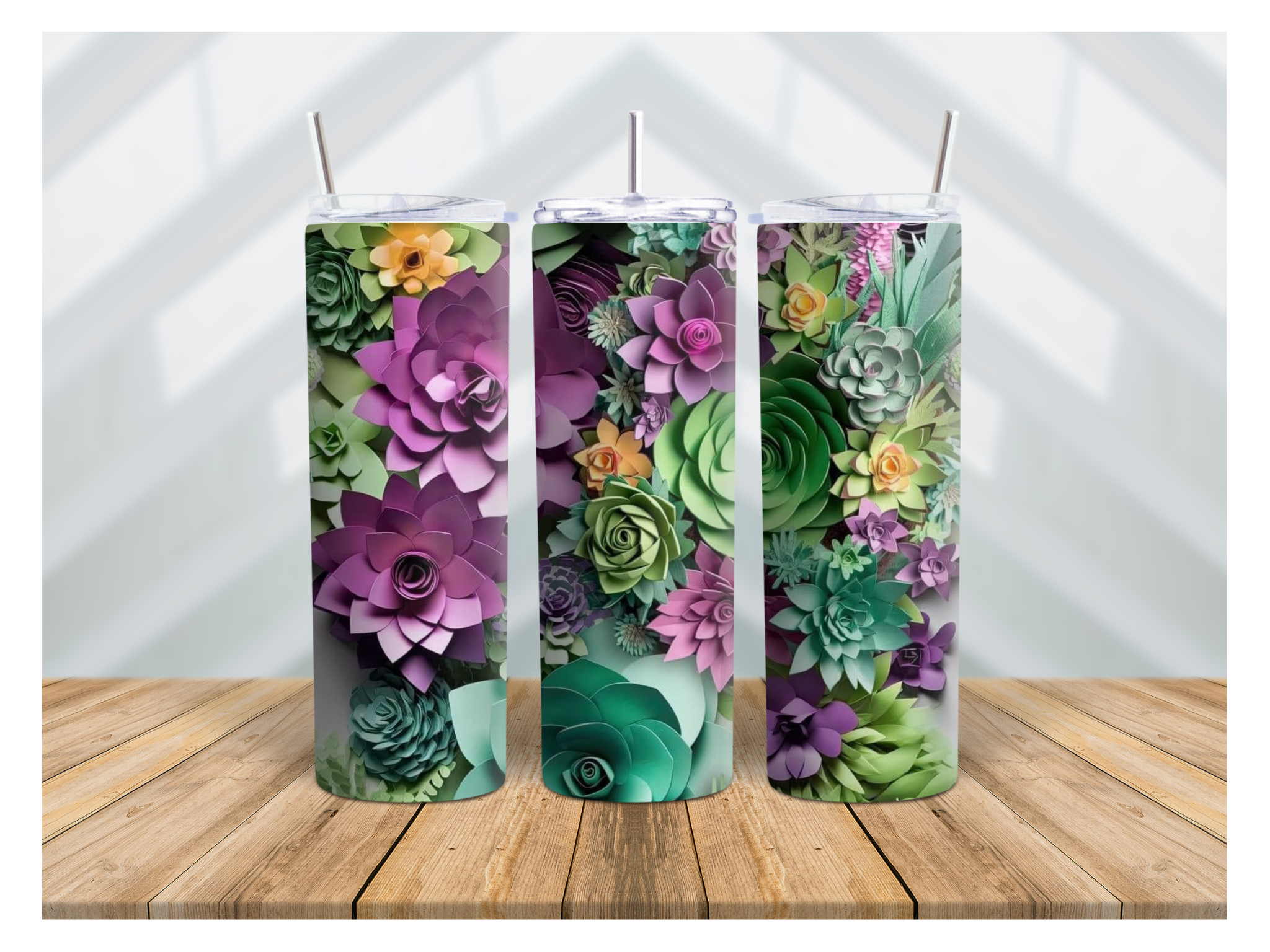 20 oz Tumbler Bright 3d Flowers