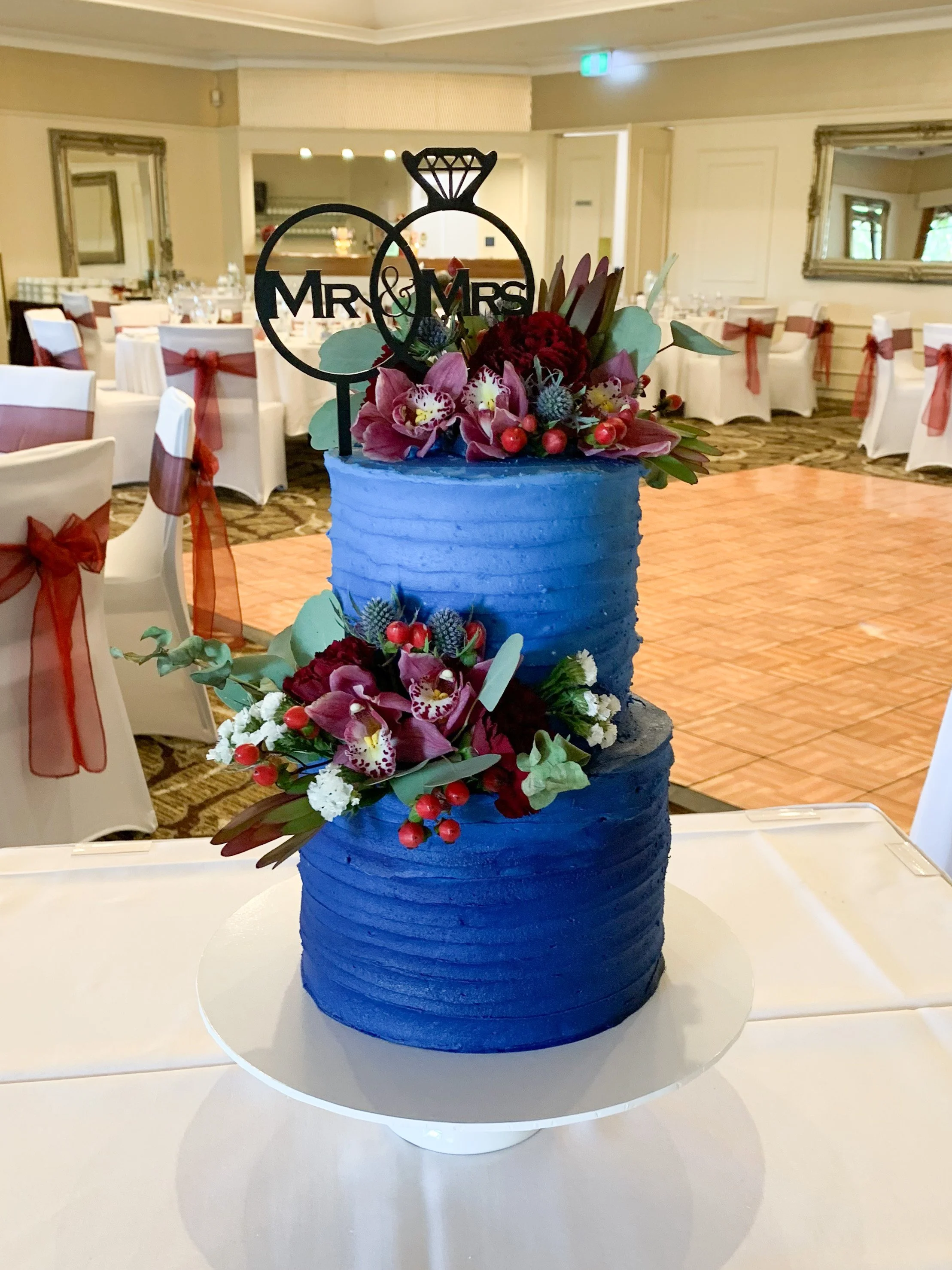 2 Tier Blue Ombre Wedding Cake
