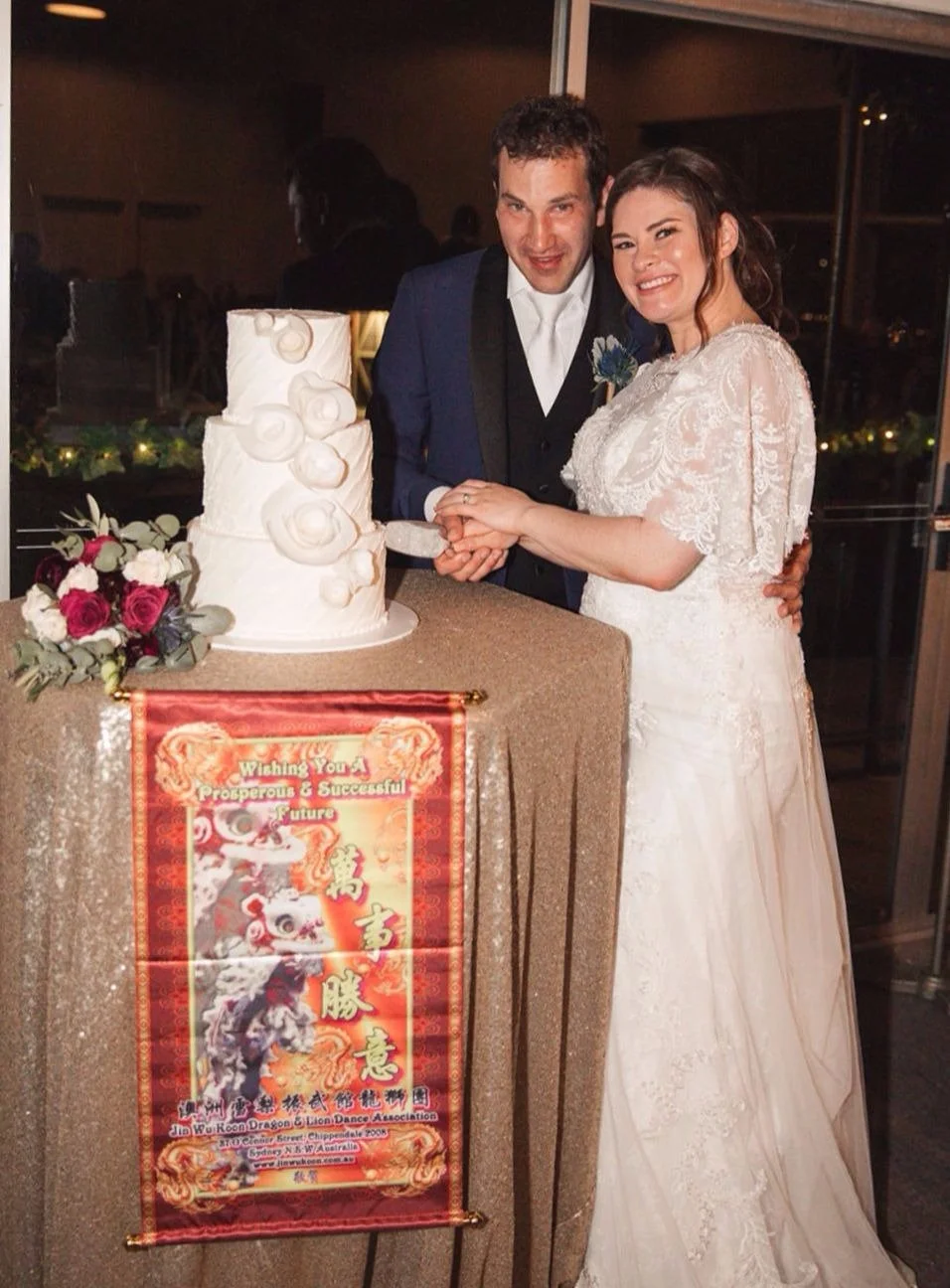 Holly & Christian - 3 Tier Rustic White Buttercream cake with Wafer Paper