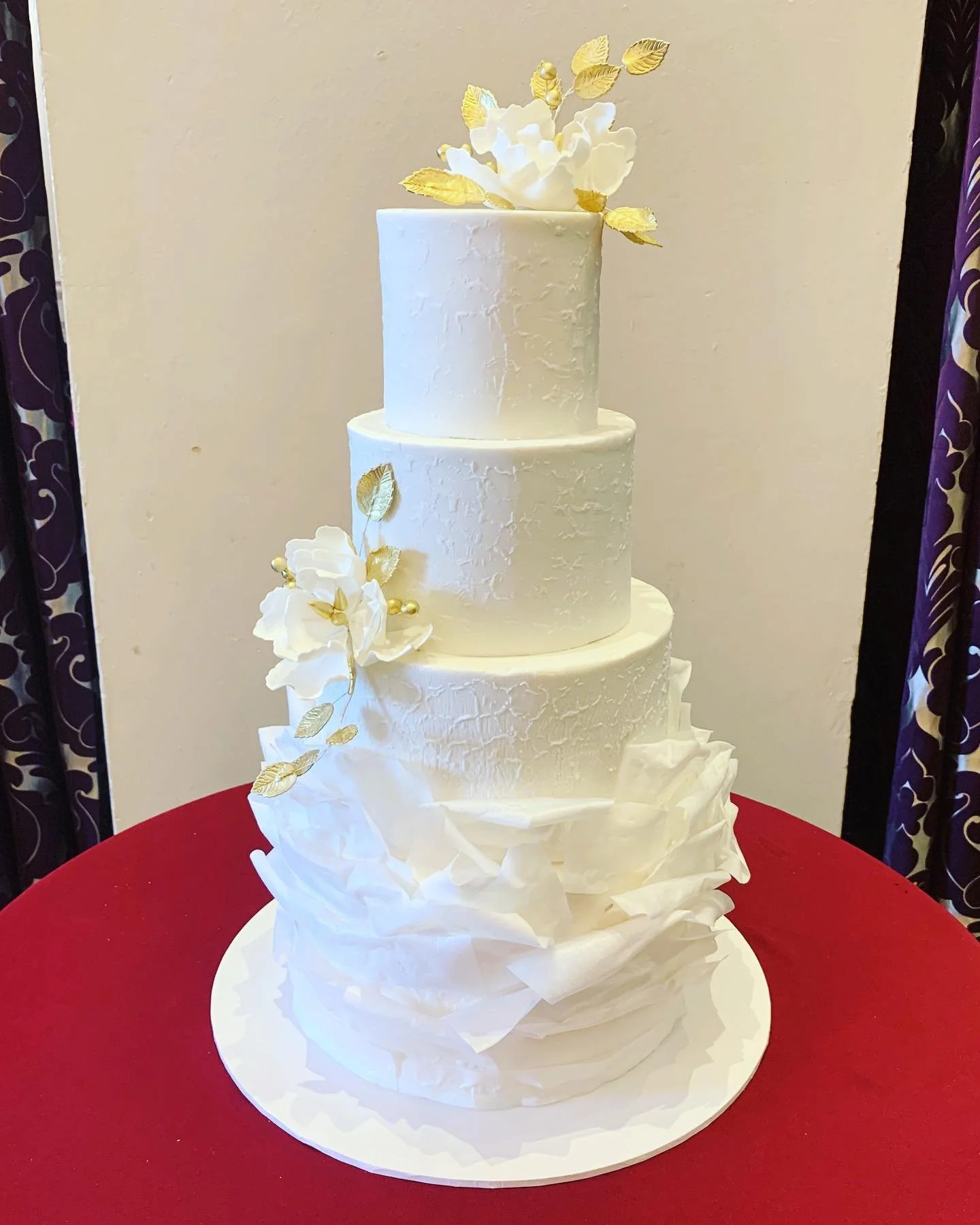 4 Tier Elegant Ruffle/Rustic look Cake