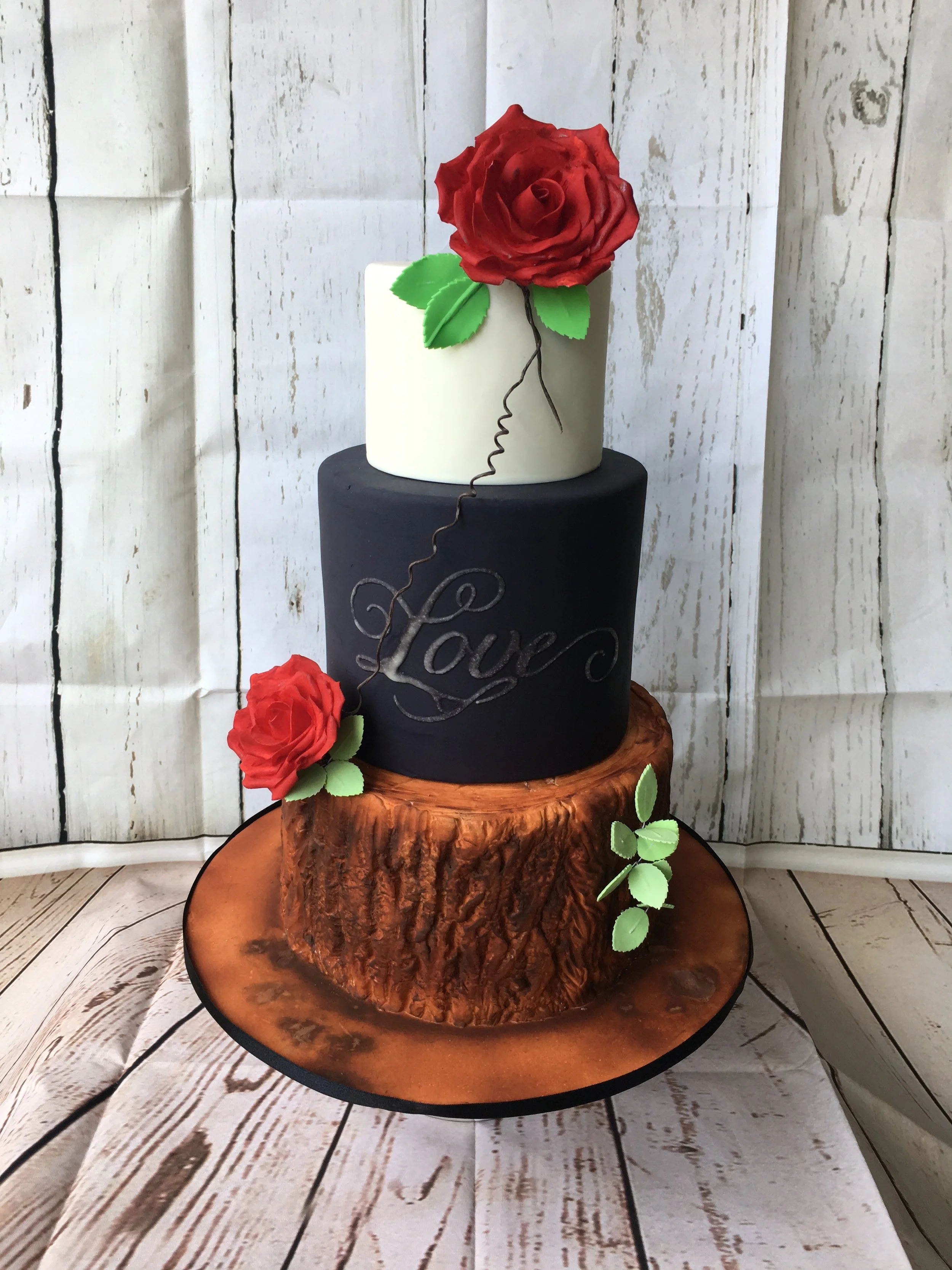 3 Tier Rustic Style Wedding Cake