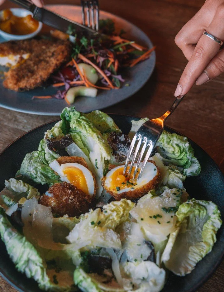 Our &pound;16 Lunch Offer is still on 👀 Cape Malay Chicken Schnitzel with apricot chutney + chips or salad, and our Biltong Caesar Salad with Cape Malay crusted egg, parmesan &amp; avocado dressing
#VivatBacchus #LondonLunch #FoodieLondon