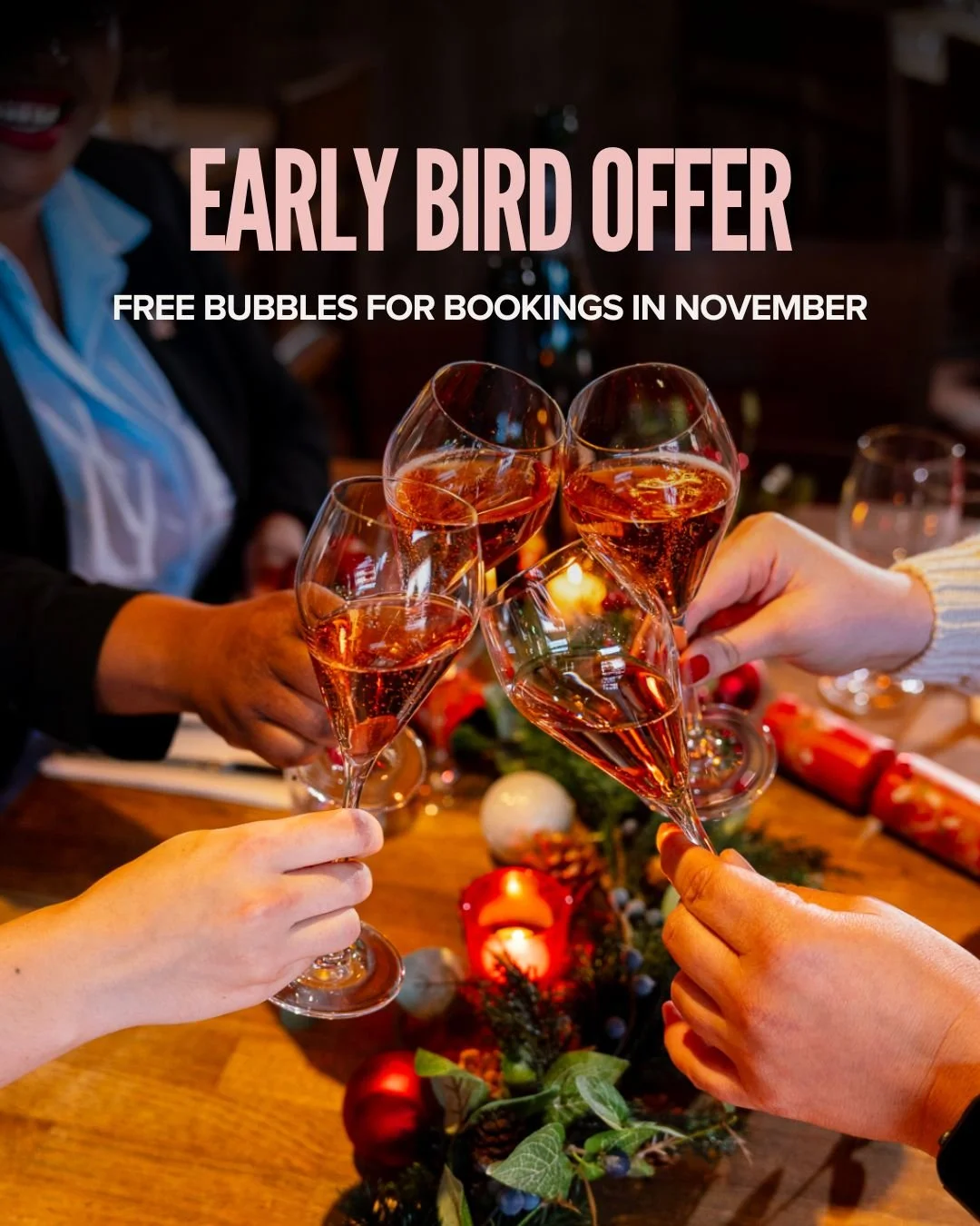 Hosting your Christmas party in November will not only get you into the Christmas mood early, but you'll dodge the December chaos 🍷 Dine with us on our Christmas Set Menu in November, and receive a free glass of sparkling wine for each guest in part