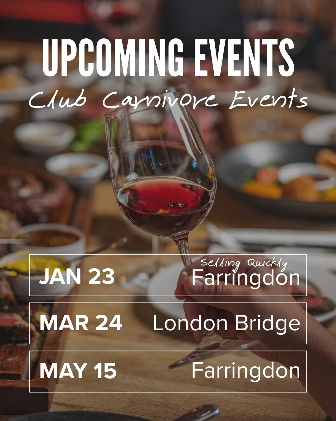 The best club in town is back in January 2026!

Club Carnivore is founded on three simple rules: Red meat only, red wine only, and wine served in Magnums or larger | &pound;100 pp 

Book Now with the link in our bio 🥩

#clubcarnivore #winetastingeve