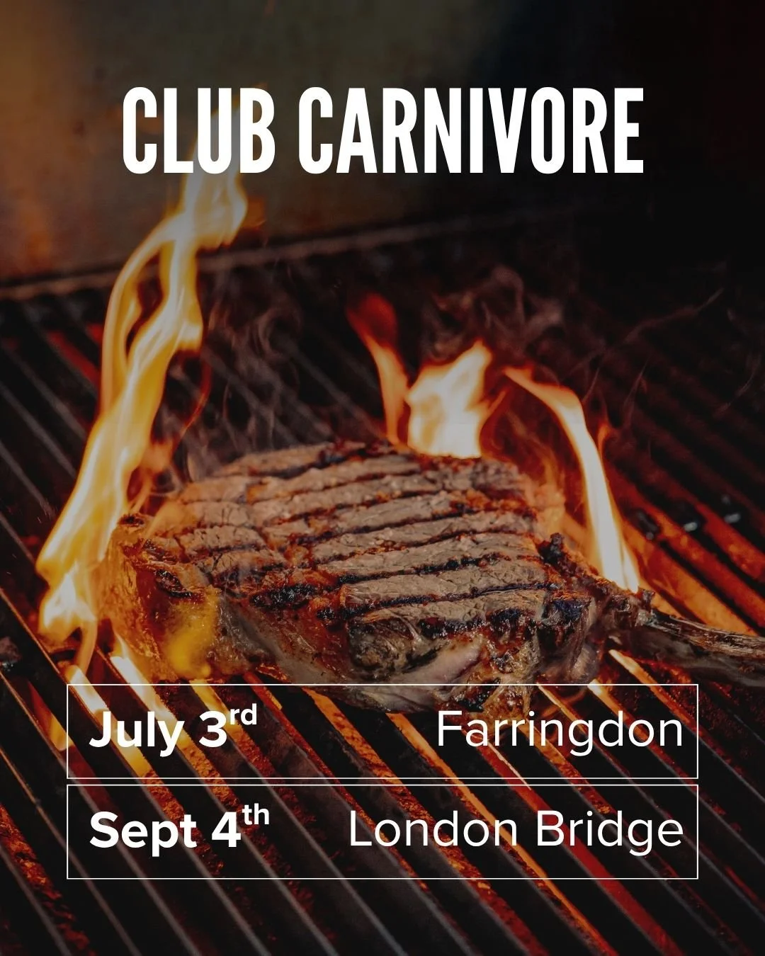Our next Club Carnivore on 15th May is sold out&hellip; but we've just released two more dates! Book now before they sell out 🎟️

Farringdon | July 3rd | &pound;120 PP
London Bridge | Sept 4th | &pound;120 PP

One to really sink your teeth into, Clu
