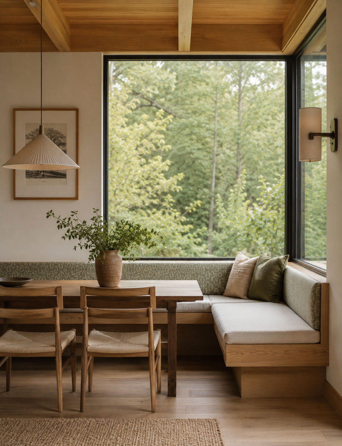 Rear extension, Oriel bench, diner, timber ceiling